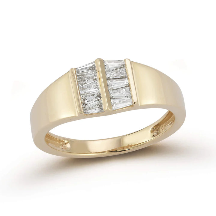 14k Gold Sadie Pearl Tapered Baguette Signet Ring