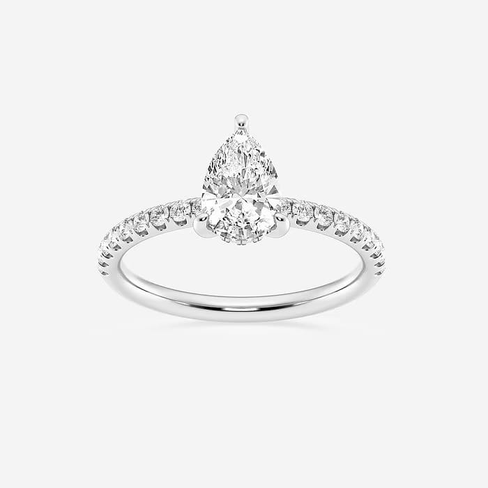 1 1/3 ctw Pear Lab Grown Diamond Hidden Halo Engagement Ring