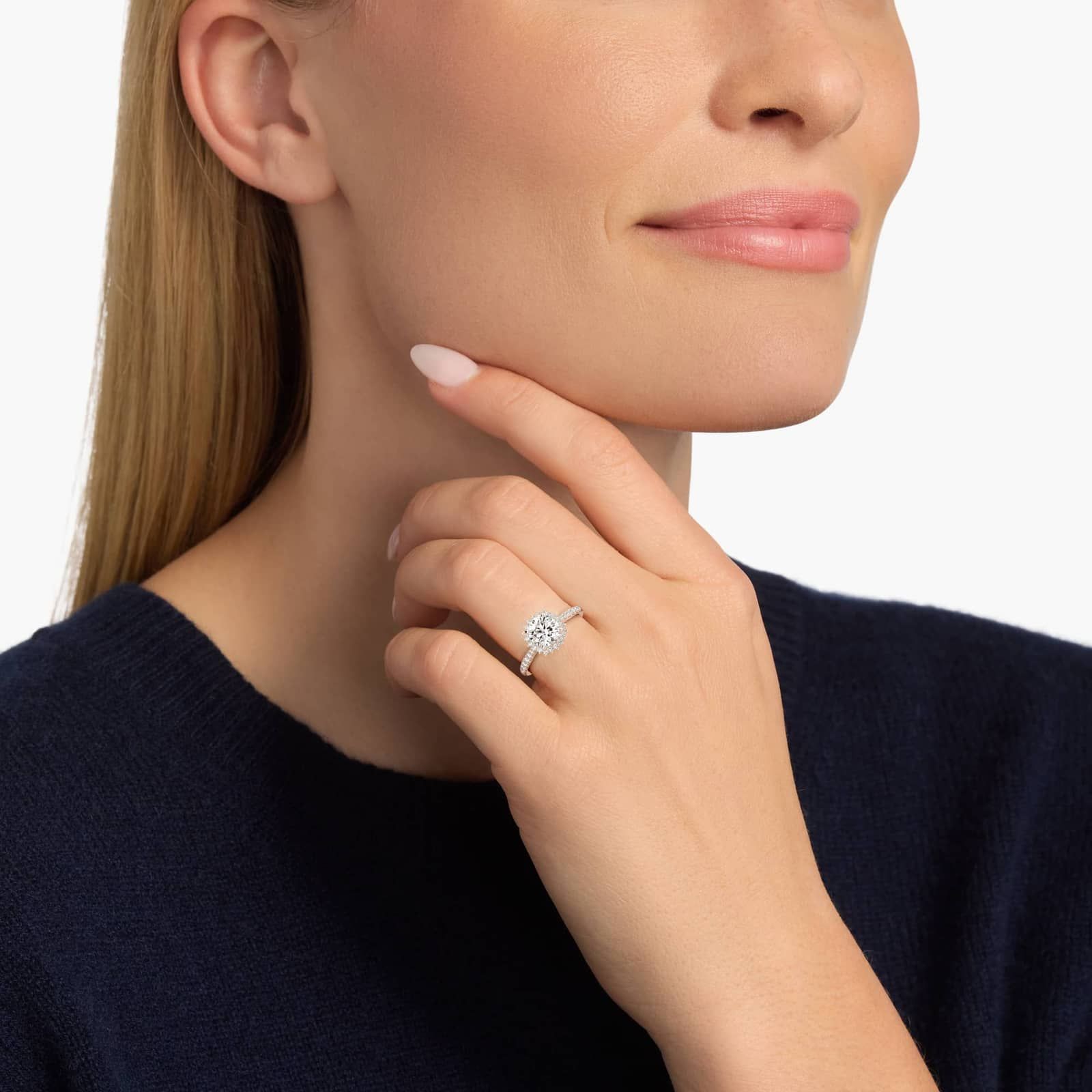 Burst Halo Diamond Engagement Ring in Platinum