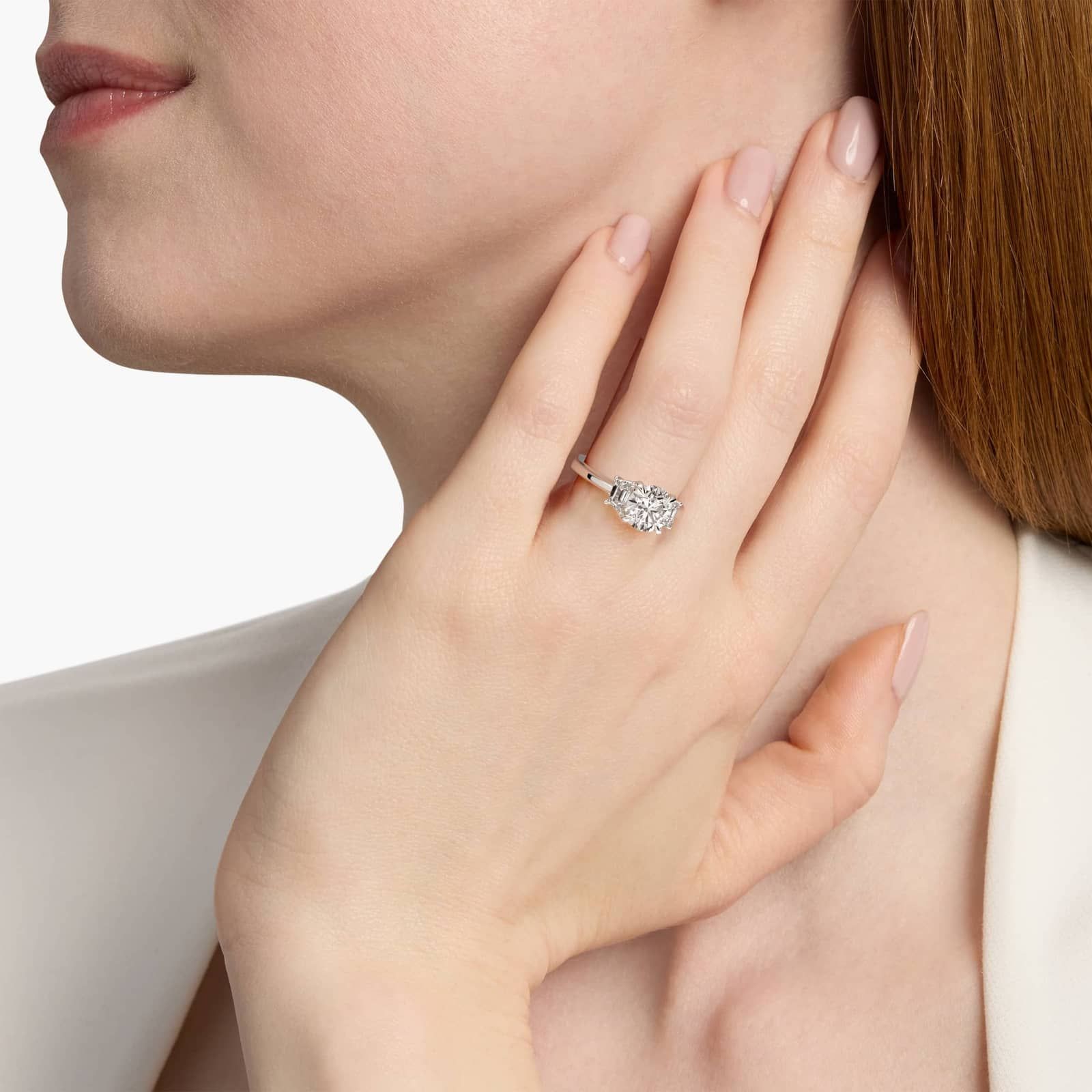 Bella Vaughan Trapezoid Three Stone Engagement Ring in 14K White Gold (5/8 ct. tw.)