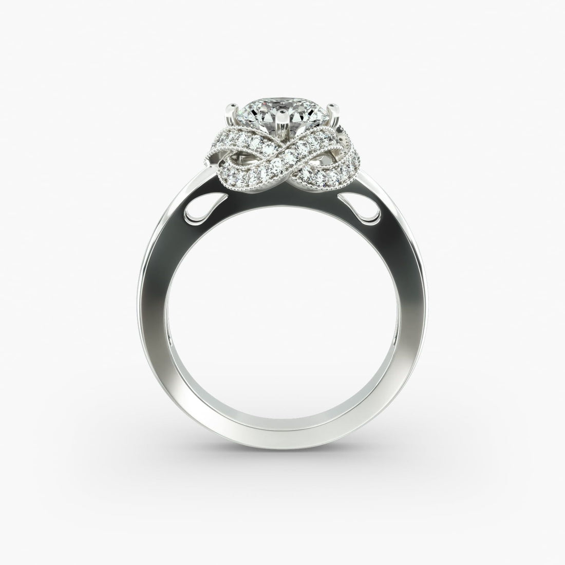14K White Gold Infinity Milgrain Halo Engagement Ring (0.22 CTW - G-H / VS2-SI1)