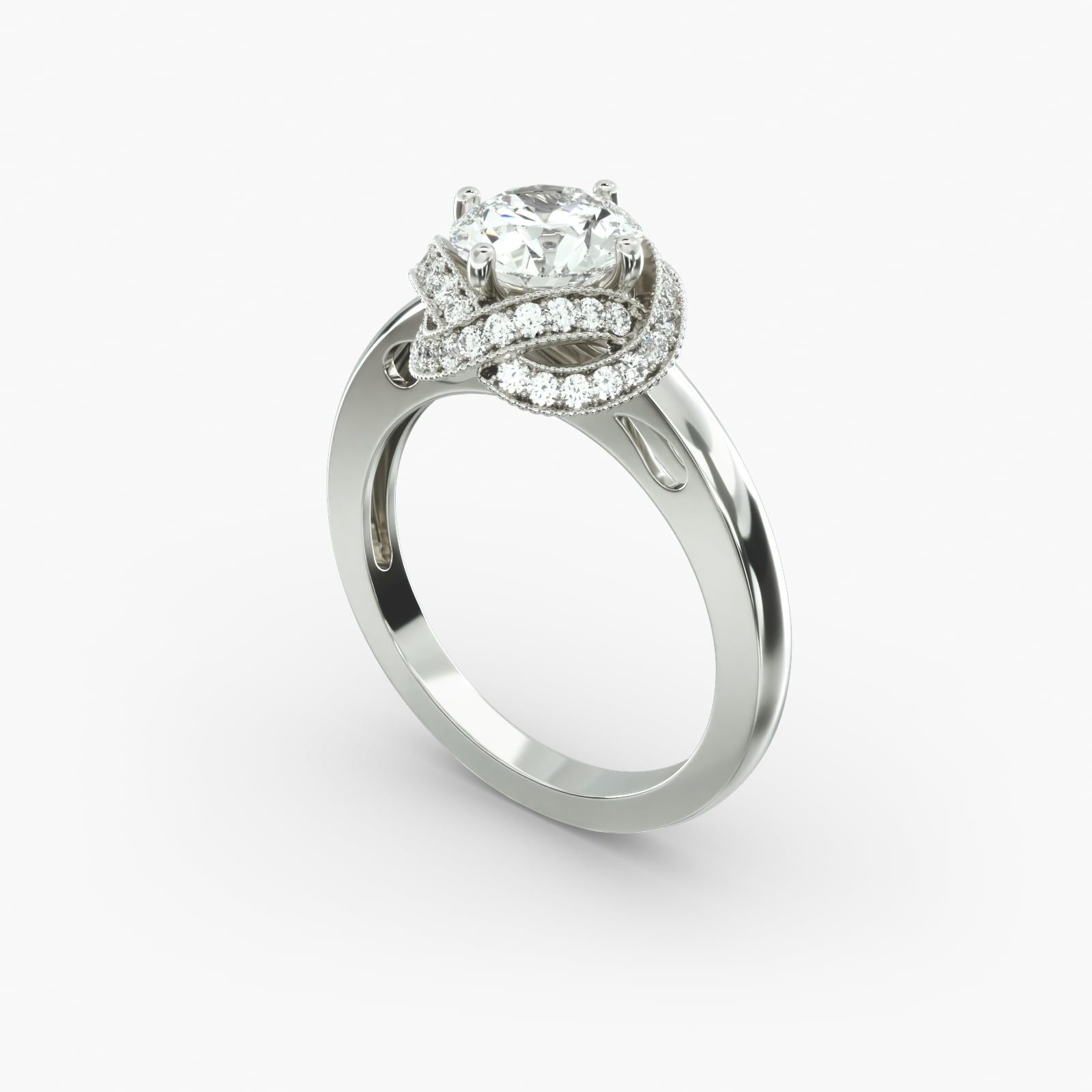 14K White Gold Infinity Milgrain Halo Engagement Ring (0.22 CTW - G-H / VS2-SI1)