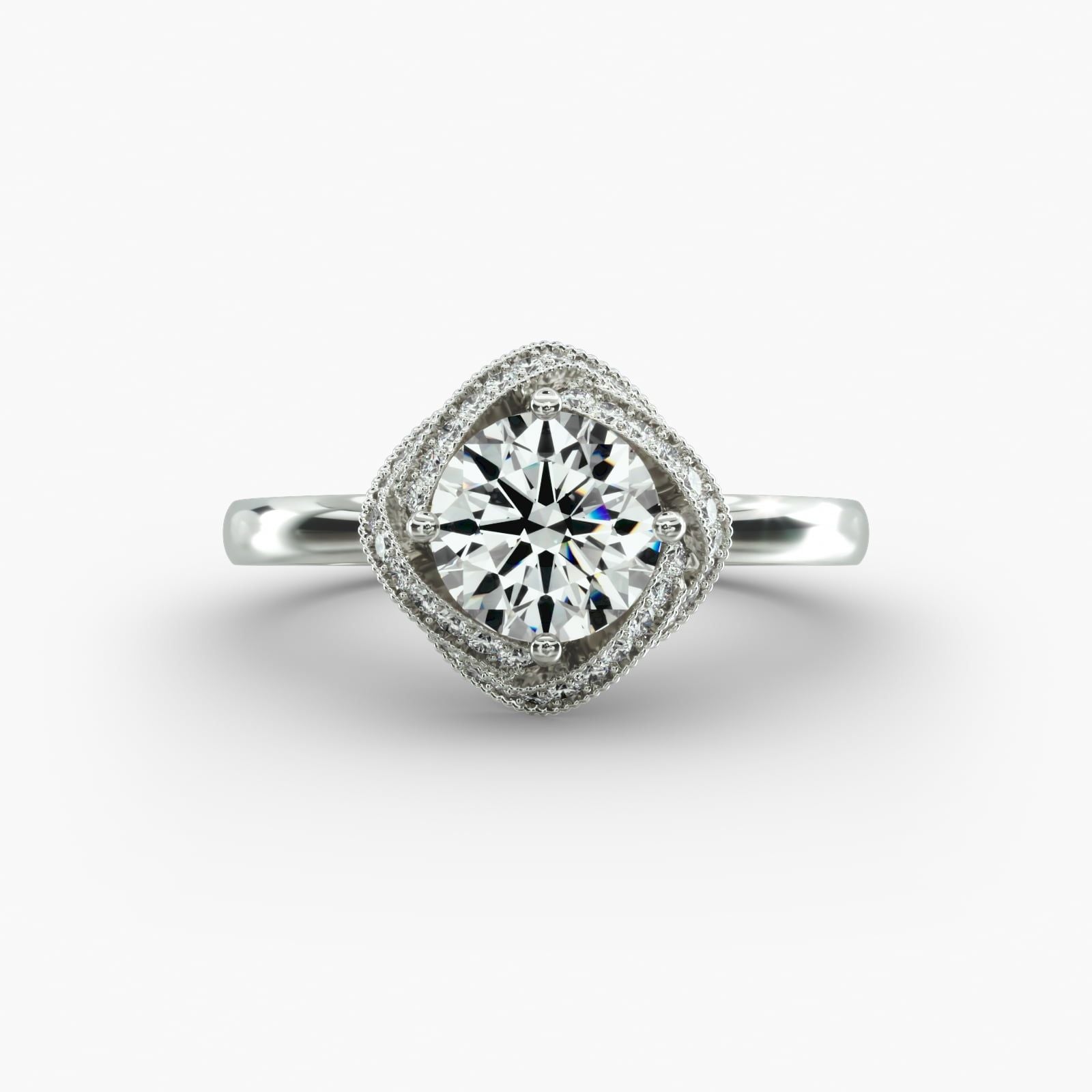 14K White Gold Infinity Milgrain Halo Engagement Ring (0.22 CTW - G-H / VS2-SI1)