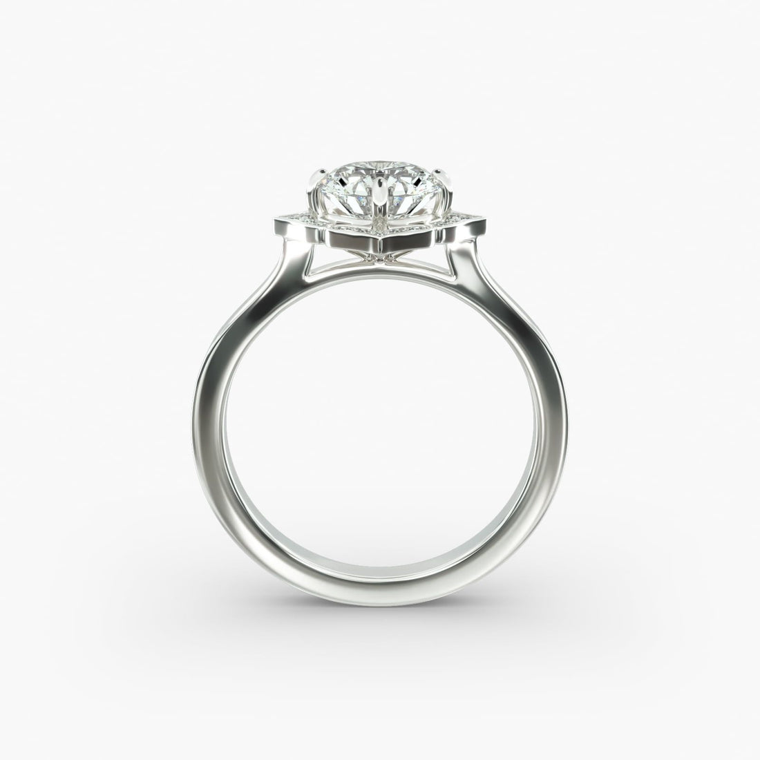 14K White Gold Magnolia Engagement Ring (0.12 CTW - G-H / VS2-SI1)