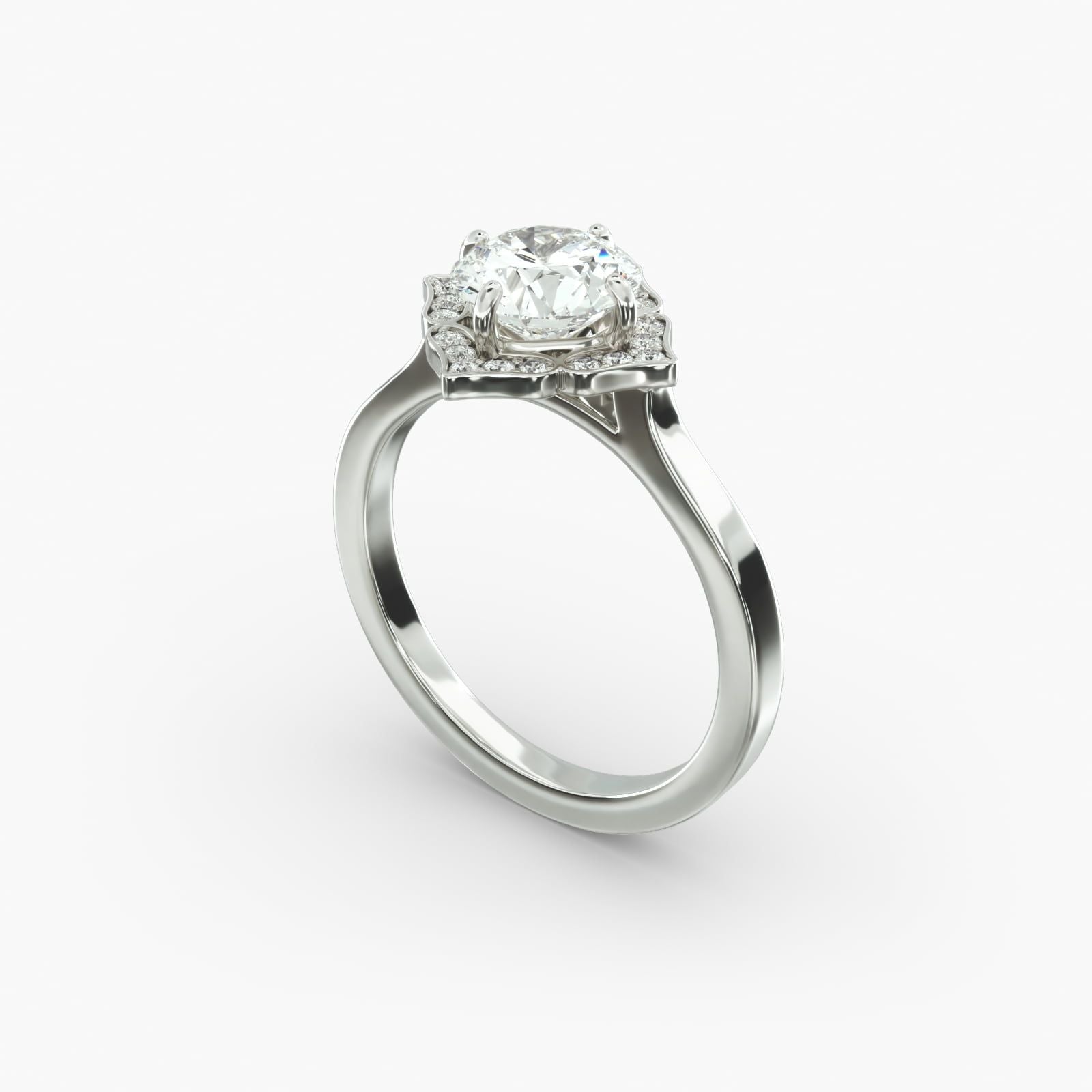 14K White Gold Magnolia Engagement Ring (0.12 CTW - G-H / VS2-SI1)