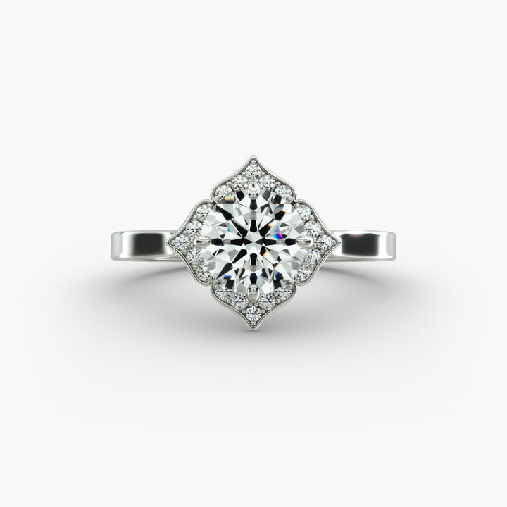 14K White Gold Magnolia Engagement Ring (0.12 CTW - G-H / VS2-SI1)