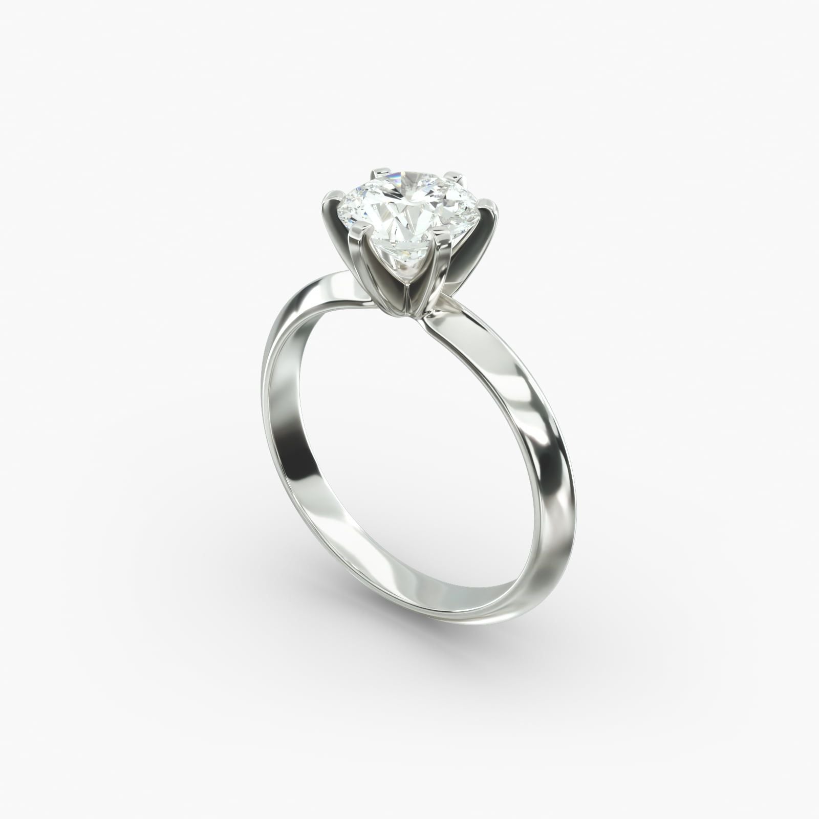 14K White Gold Presentation Solitaire (Six Prong) Engagement Ring