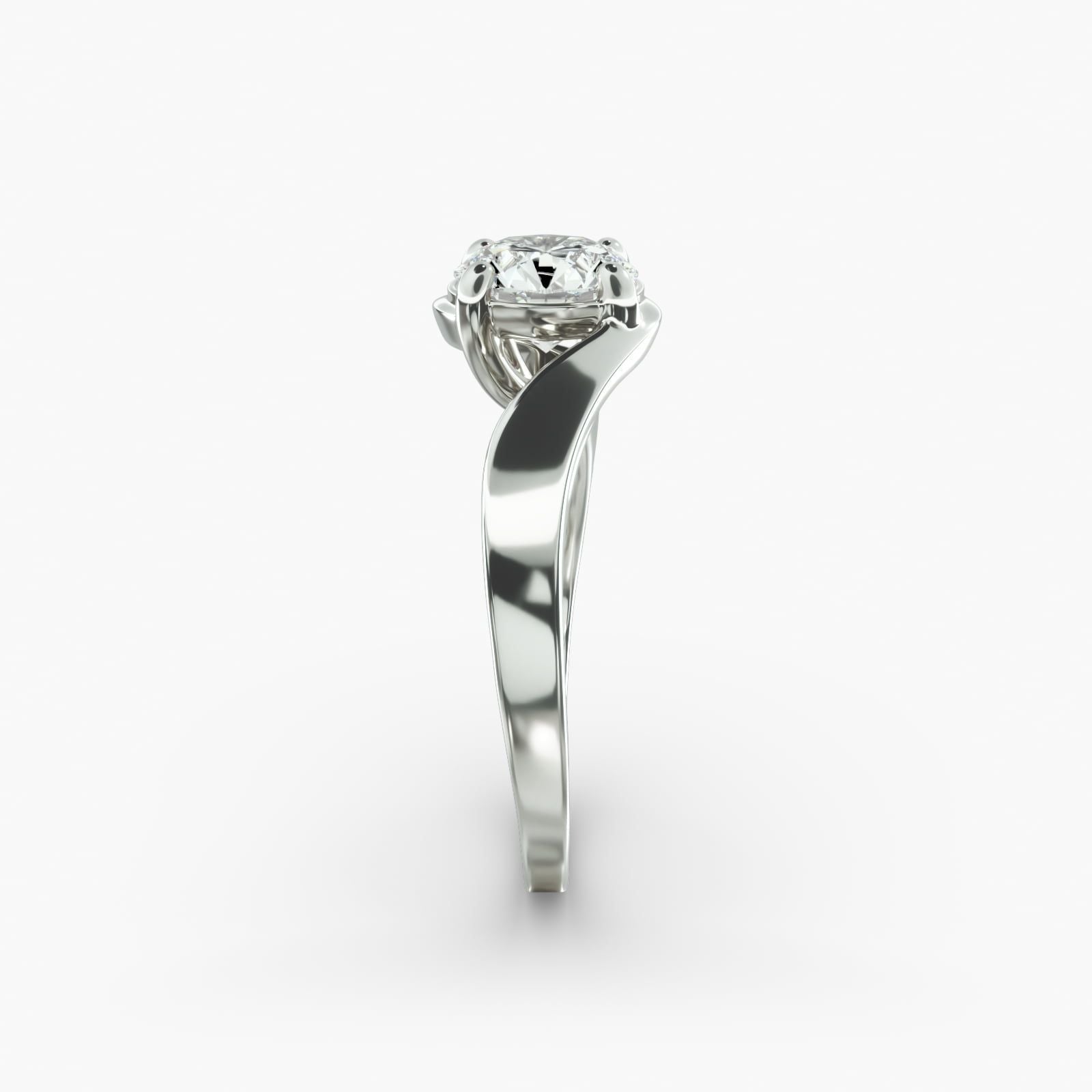 14K White Gold Bypass Engagement Ring