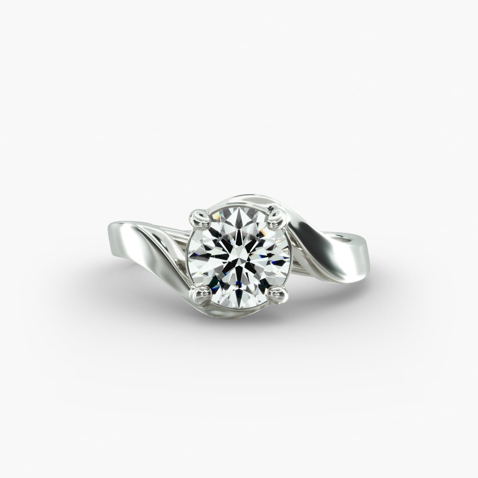 14K White Gold Bypass Engagement Ring