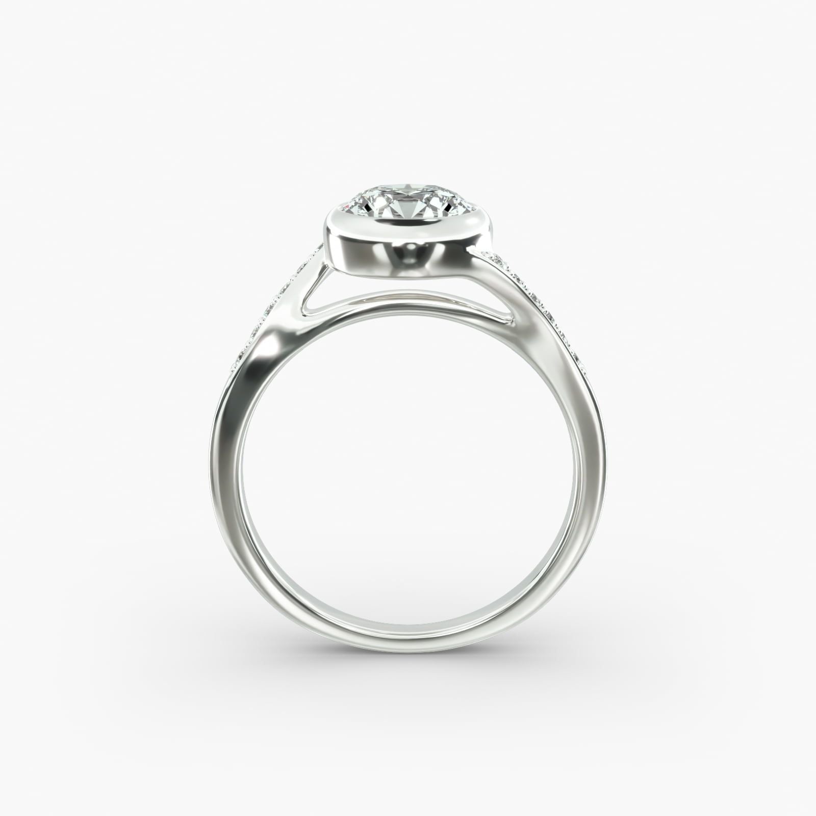 14K White Gold Pavé Bypass Bezel Set Diamond Engagement Ring (0.07 CTW - G-H /VS2-SI1)