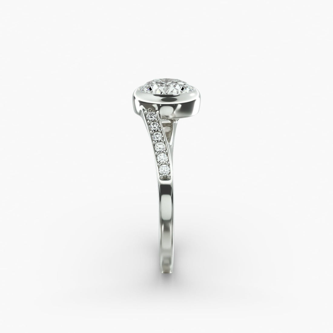 14K White Gold Pavé Bypass Bezel Set Diamond Engagement Ring (0.07 CTW - G-H /VS2-SI1)