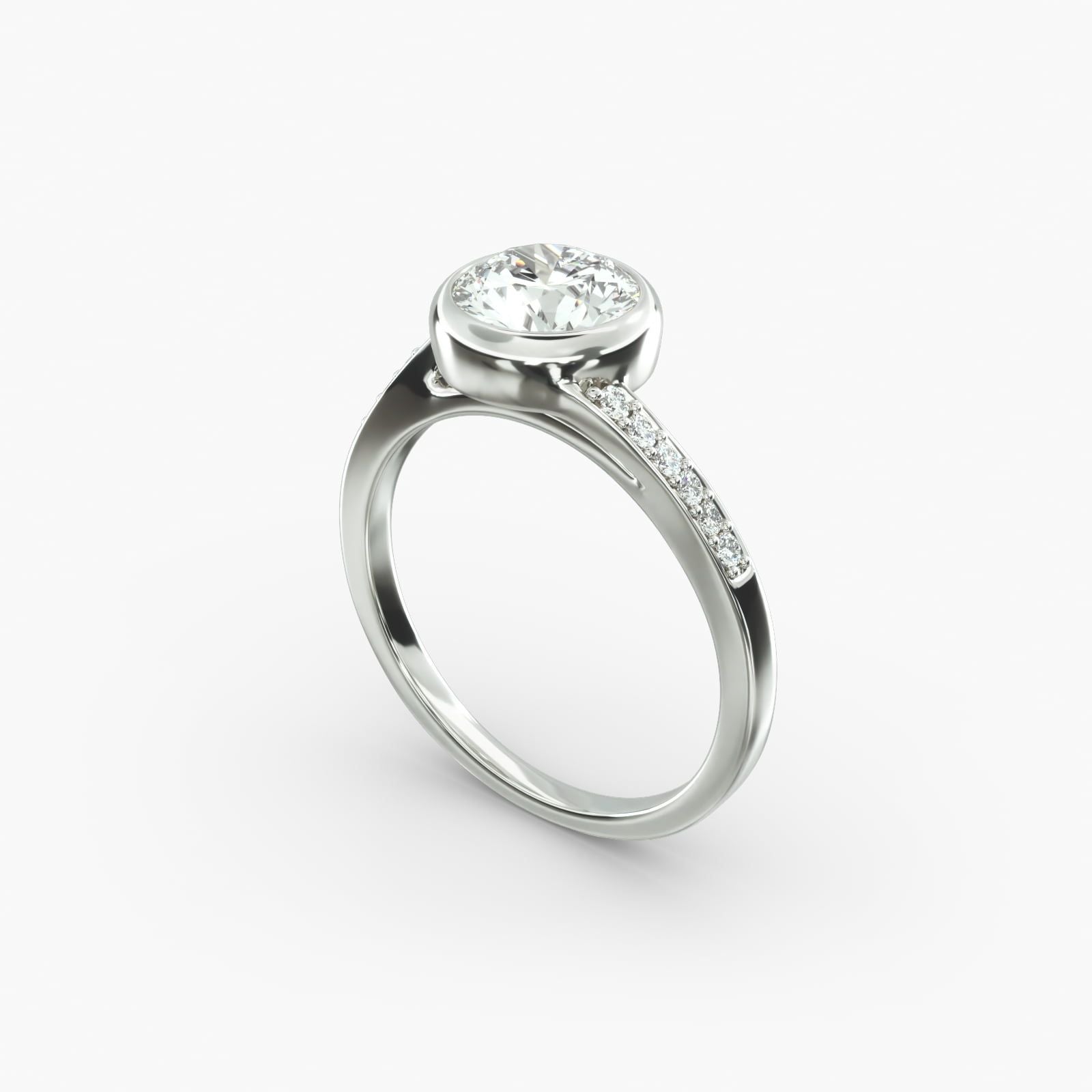 14K White Gold Pavé Bypass Bezel Set Diamond Engagement Ring (0.07 CTW - G-H /VS2-SI1)