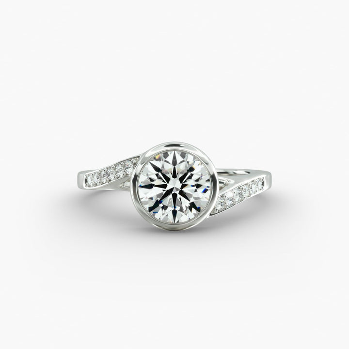 14K White Gold Pavé Bypass Bezel Set Diamond Engagement Ring (0.07 CTW - G-H /VS2-SI1)