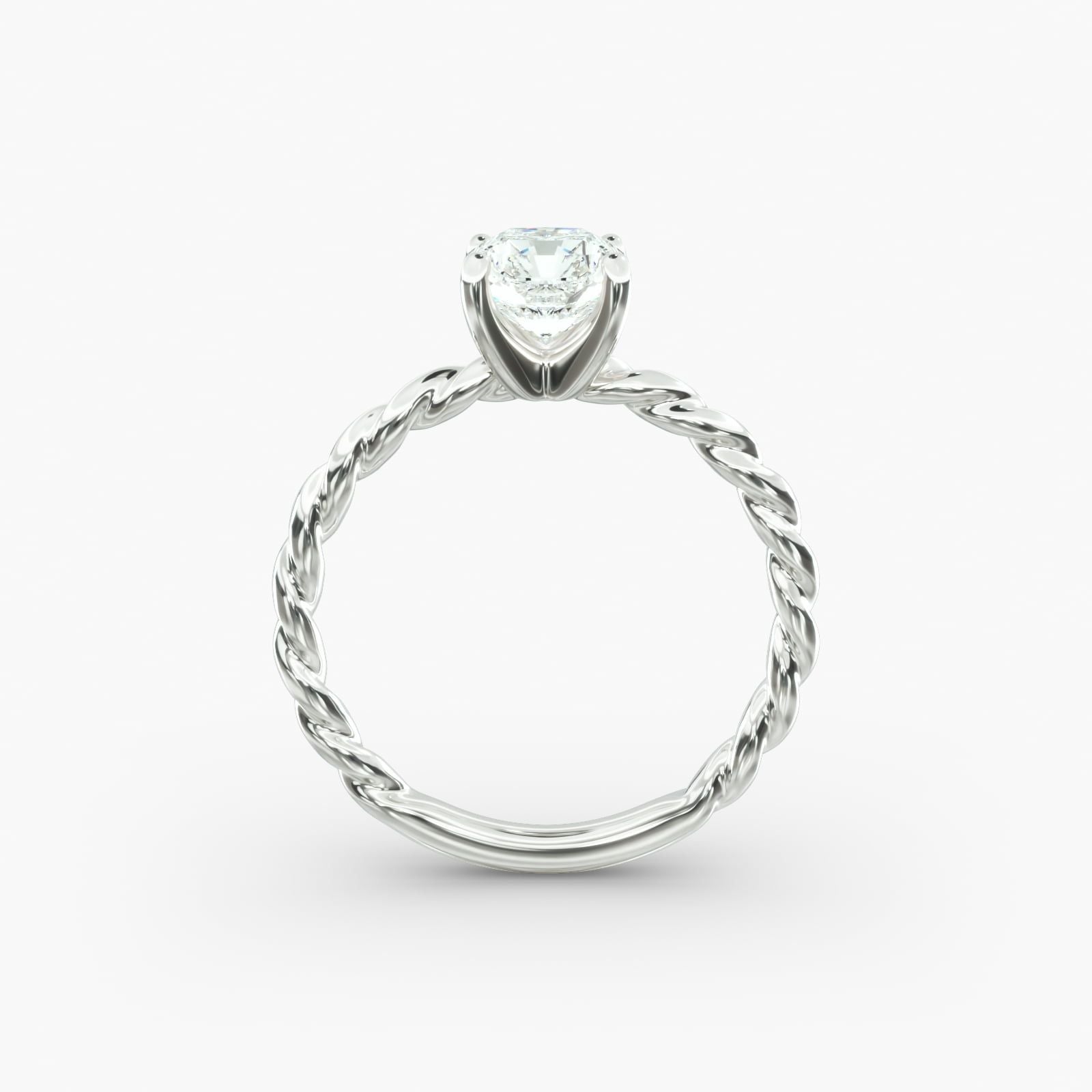 14K White Gold Cable Solitaire Engagement Ring