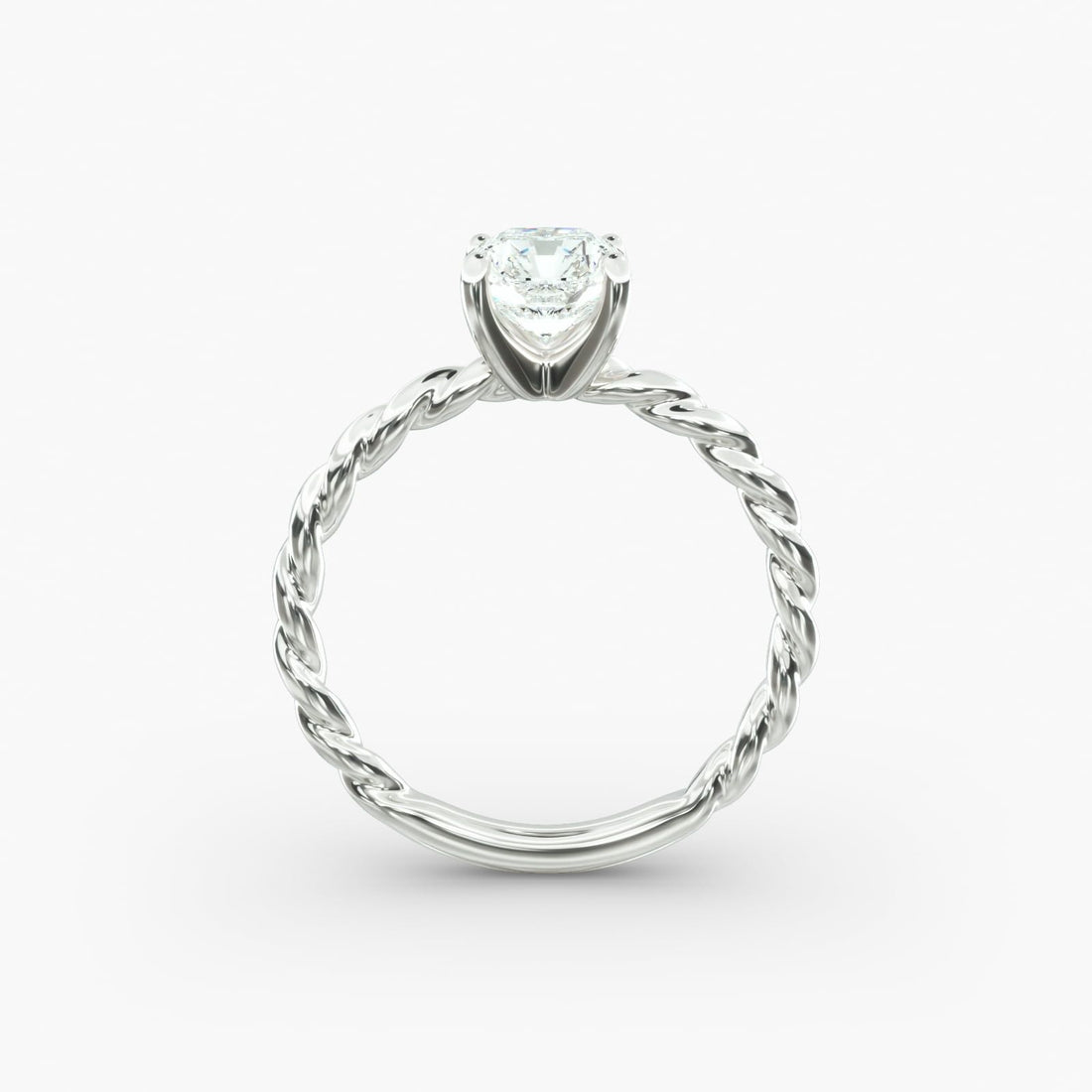 14K White Gold Cable Solitaire Engagement Ring