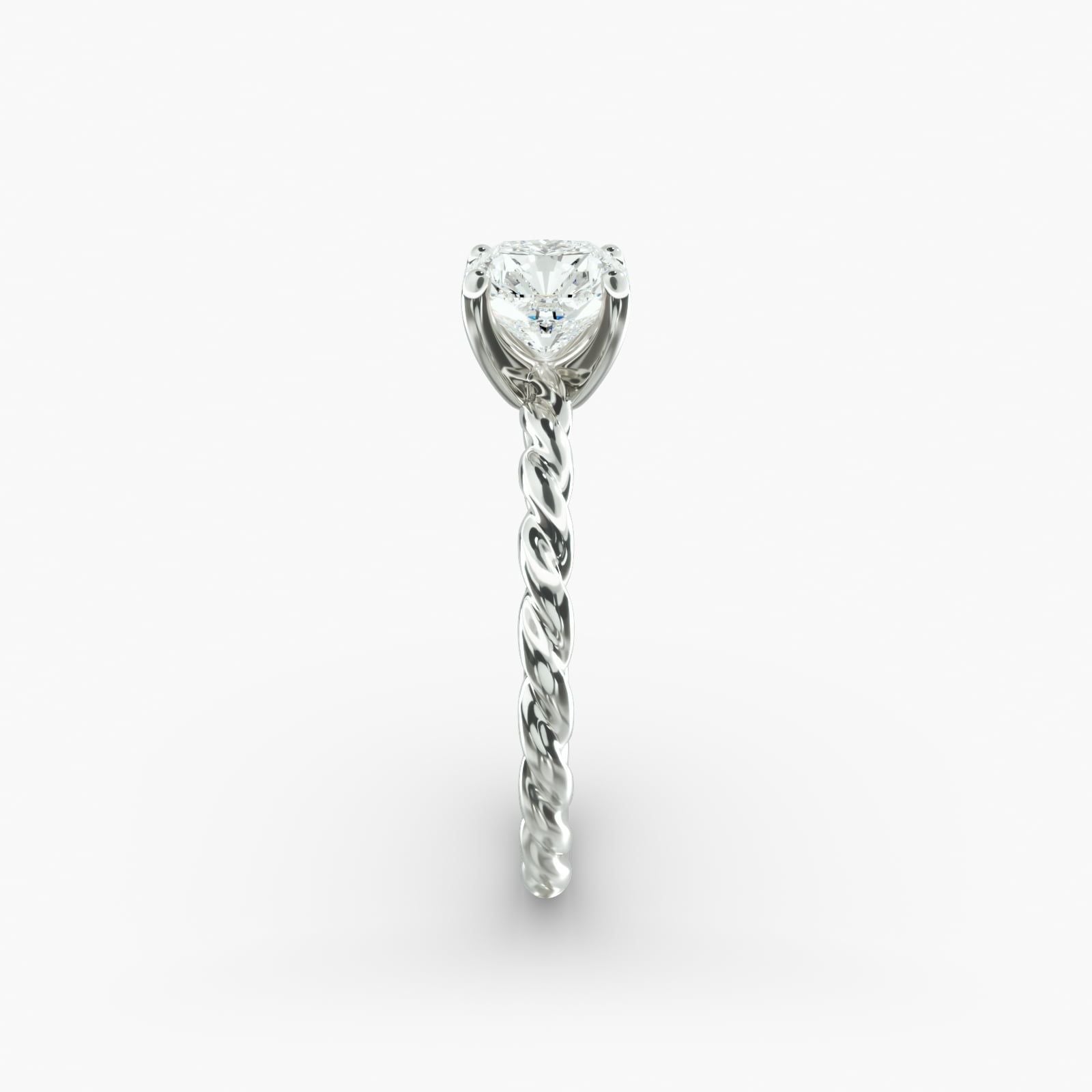 14K White Gold Cable Solitaire Engagement Ring