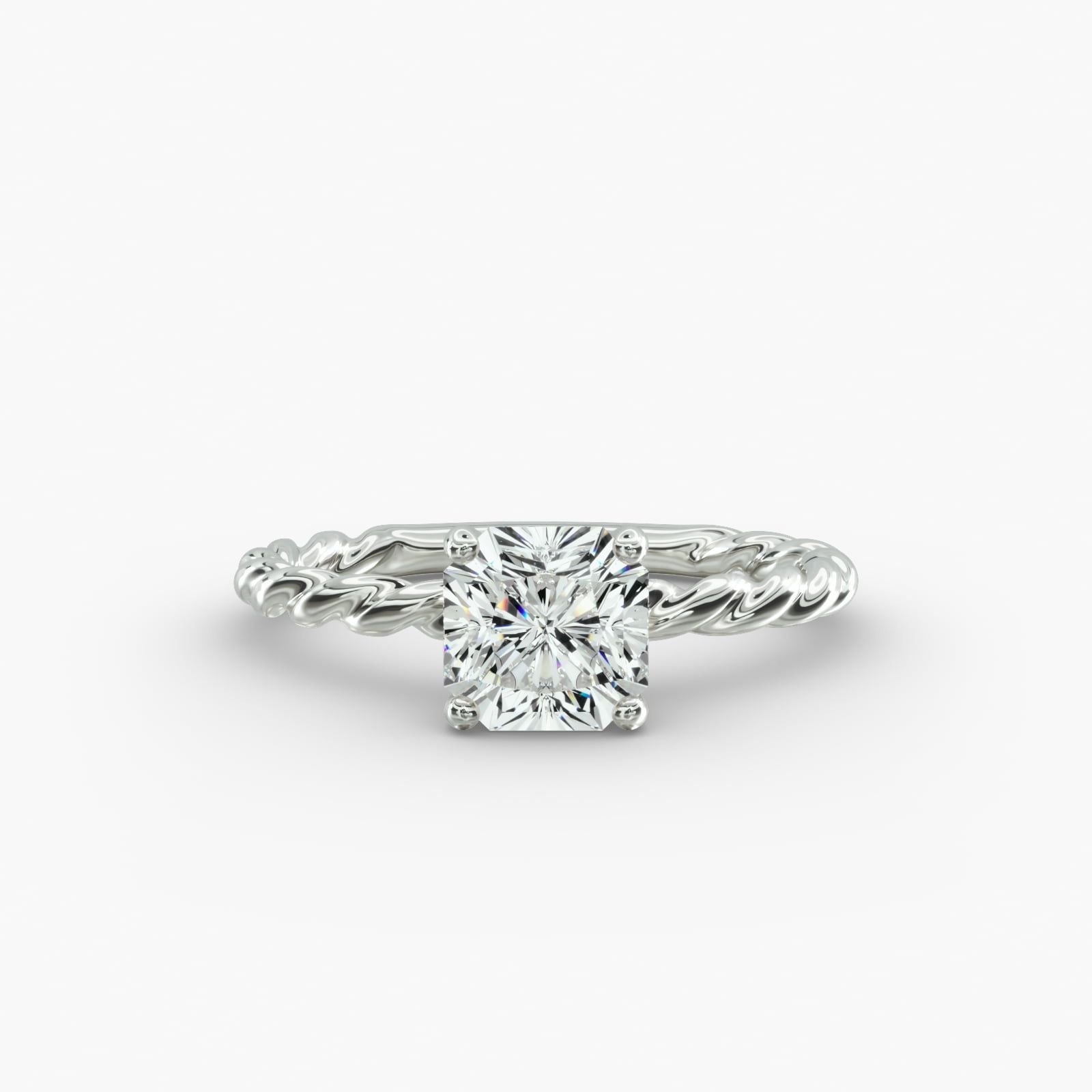 14K White Gold Cable Solitaire Engagement Ring