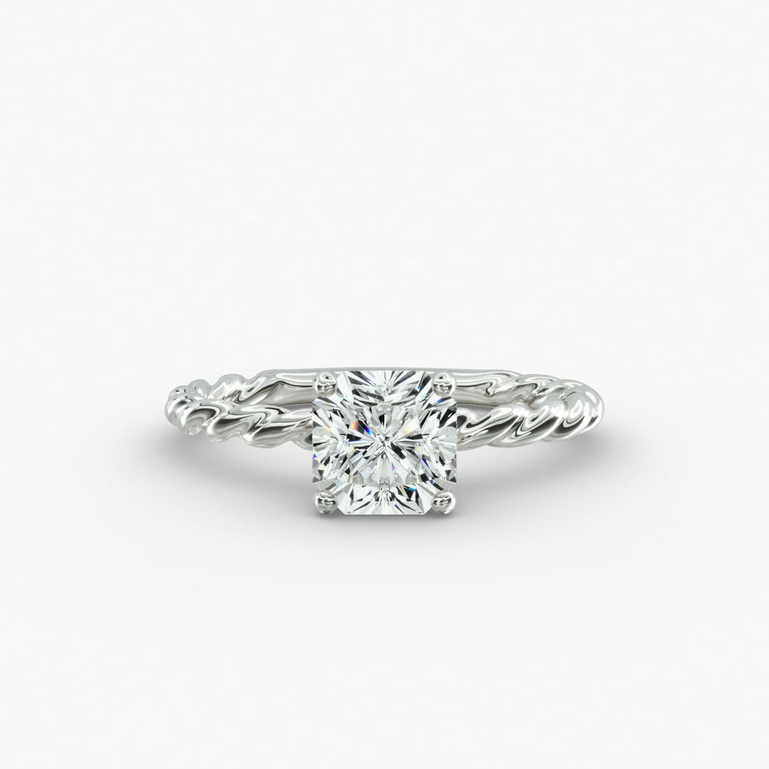 14K White Gold Cable Solitaire Engagement Ring