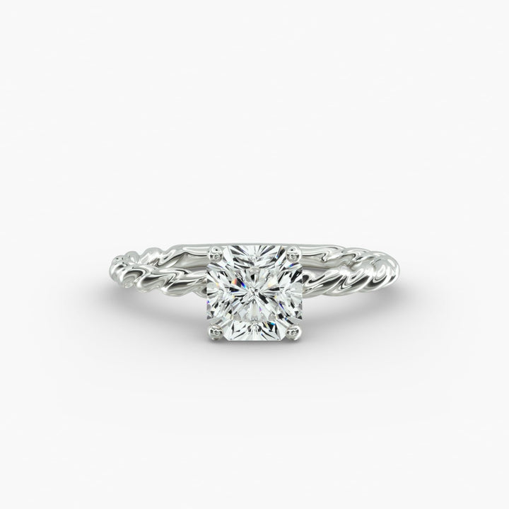 14K White Gold Cable Solitaire Engagement Ring