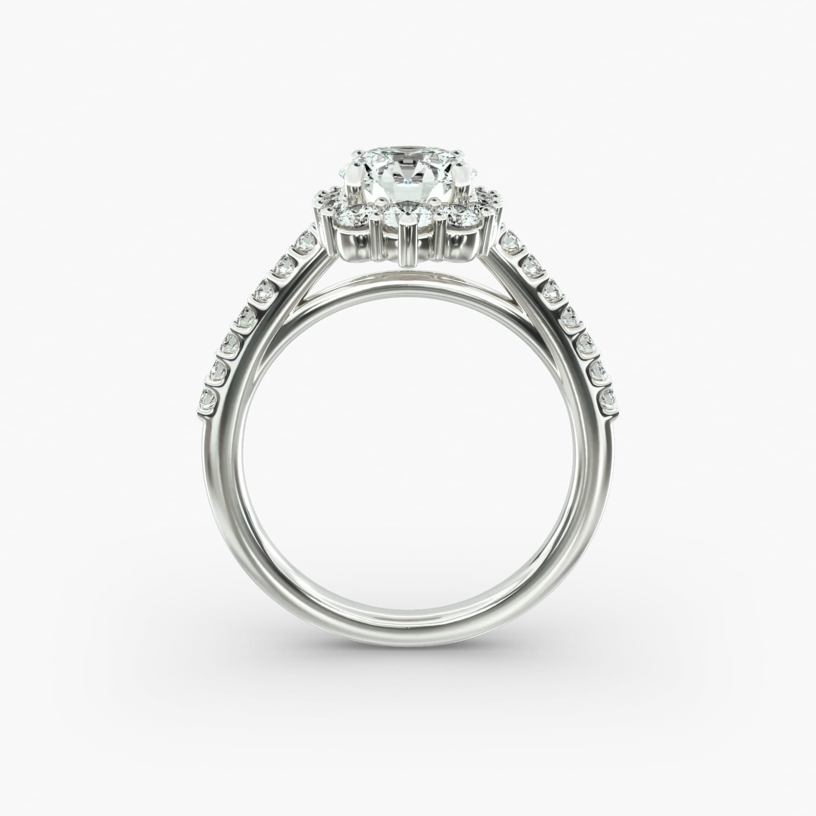 14K White Gold Graduated Halo Diamond Engagement Ring (0.50 CTW -G-H /VS2-SI1)