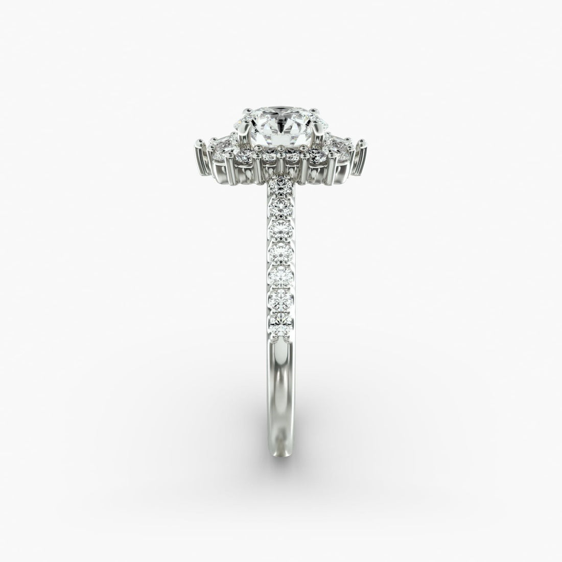 14K White Gold Graduated Halo Diamond Engagement Ring (0.50 CTW -G-H /VS2-SI1)