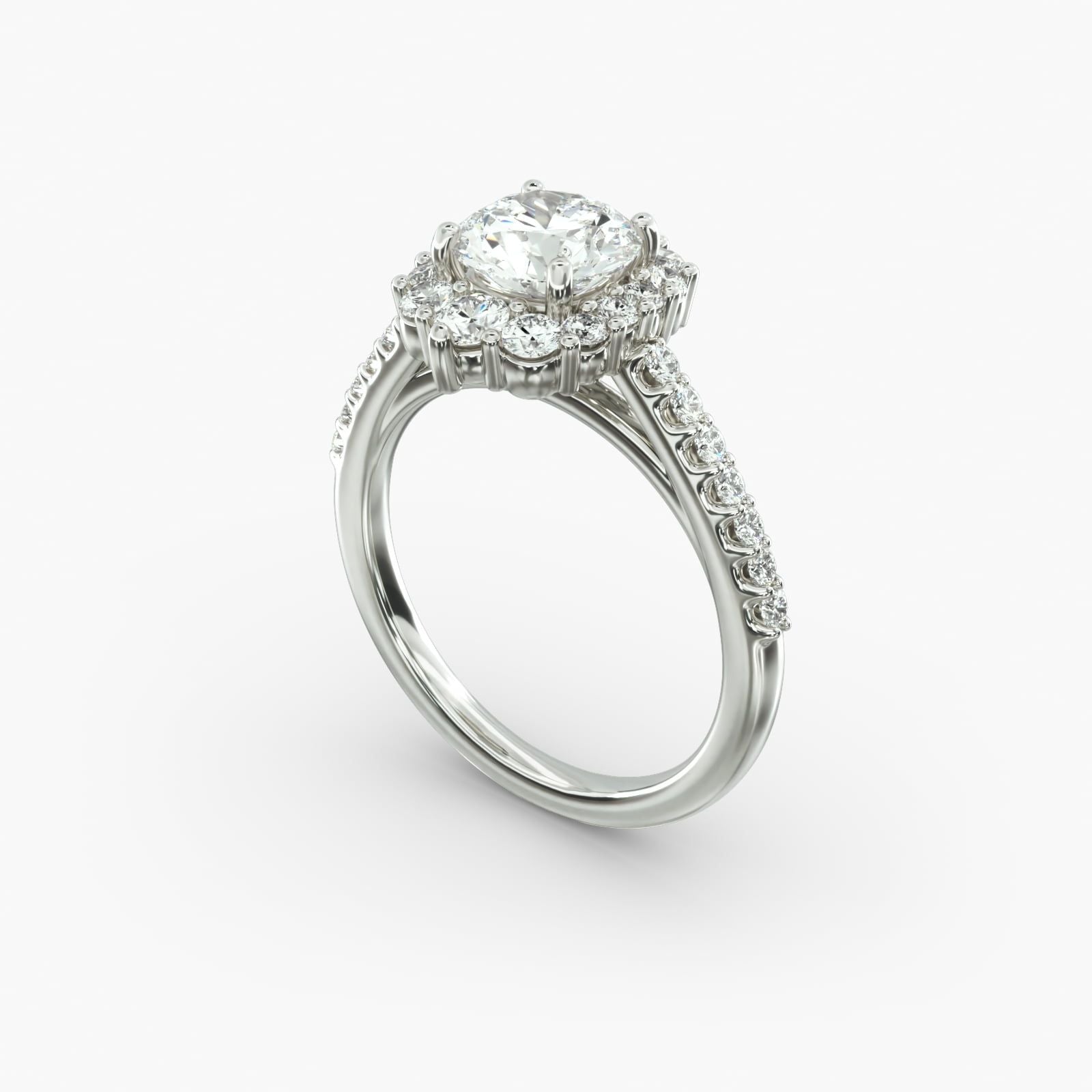 14K White Gold Graduated Halo Diamond Engagement Ring (0.50 CTW -G-H /VS2-SI1)