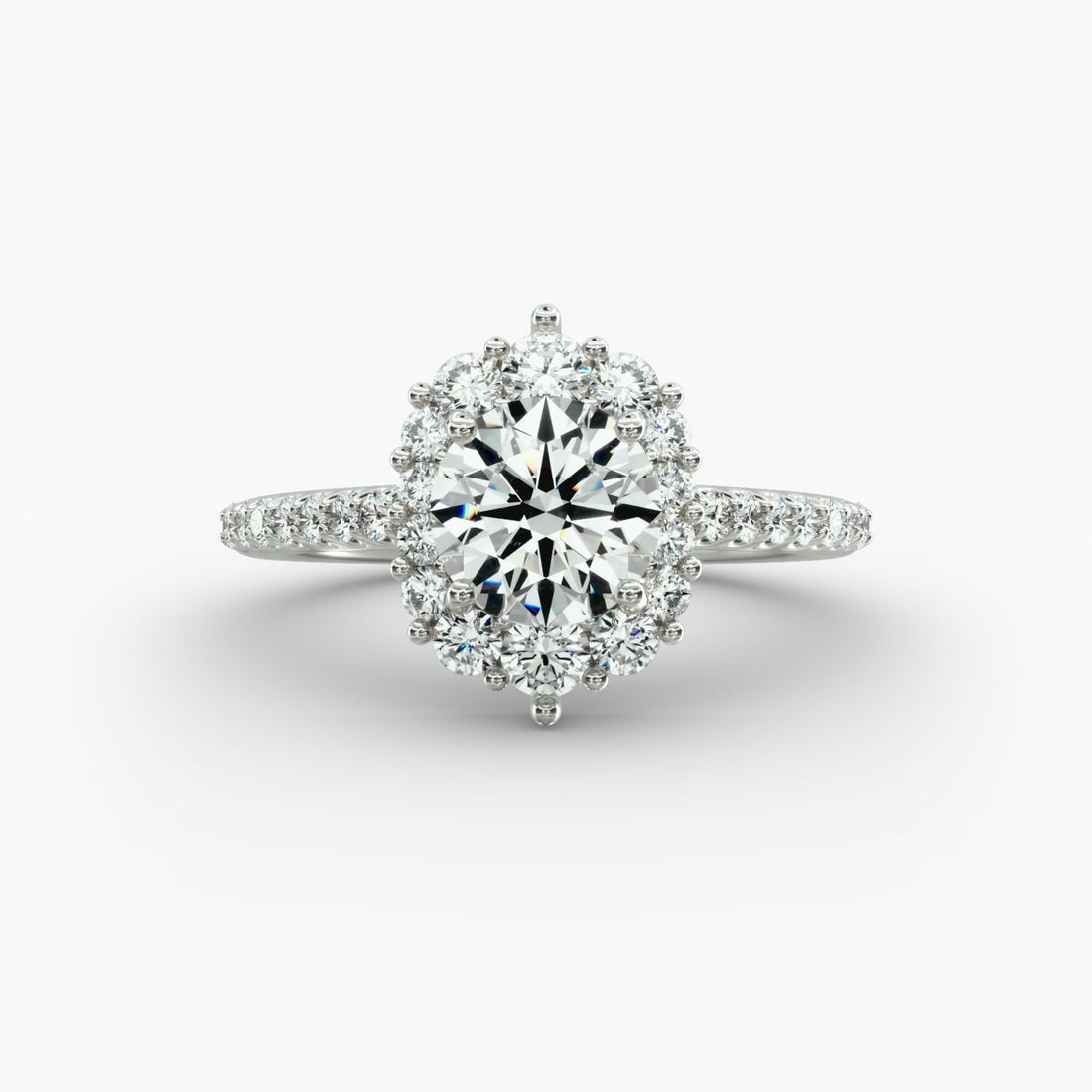 14K White Gold Graduated Halo Diamond Engagement Ring (0.50 CTW -G-H /VS2-SI1)