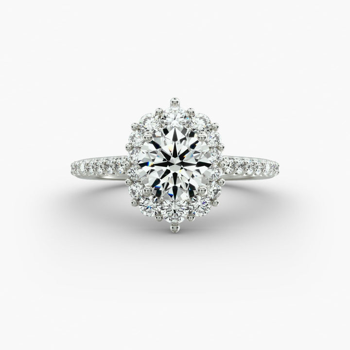 14K White Gold Graduated Halo Diamond Engagement Ring (0.50 CTW -G-H /VS2-SI1)