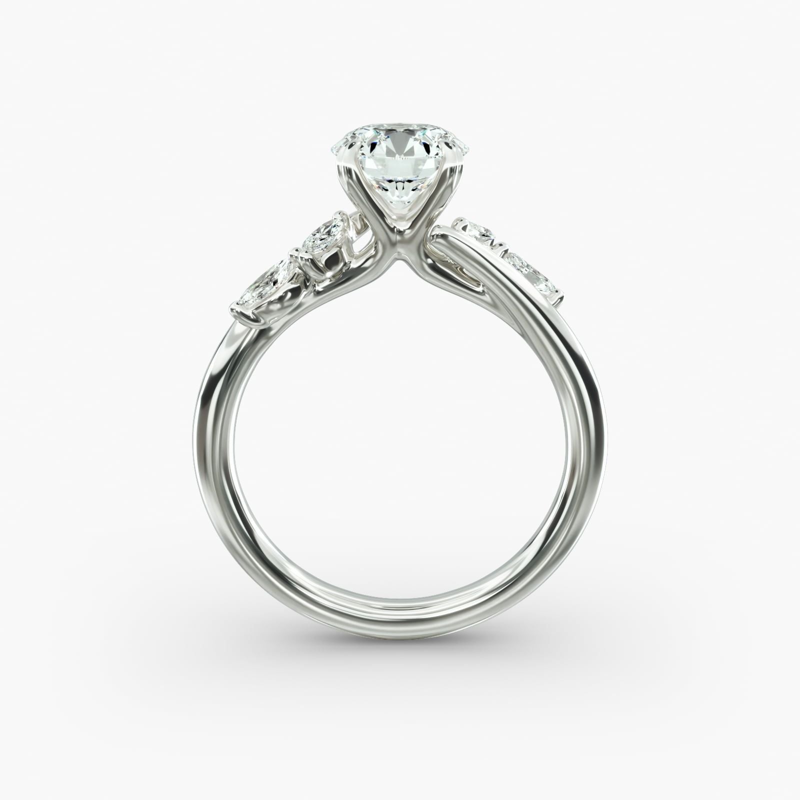 14K White Gold Bypass Marquise Array Diamond Engagement Ring (0.32 CTW - G-H / VS2-SI1)