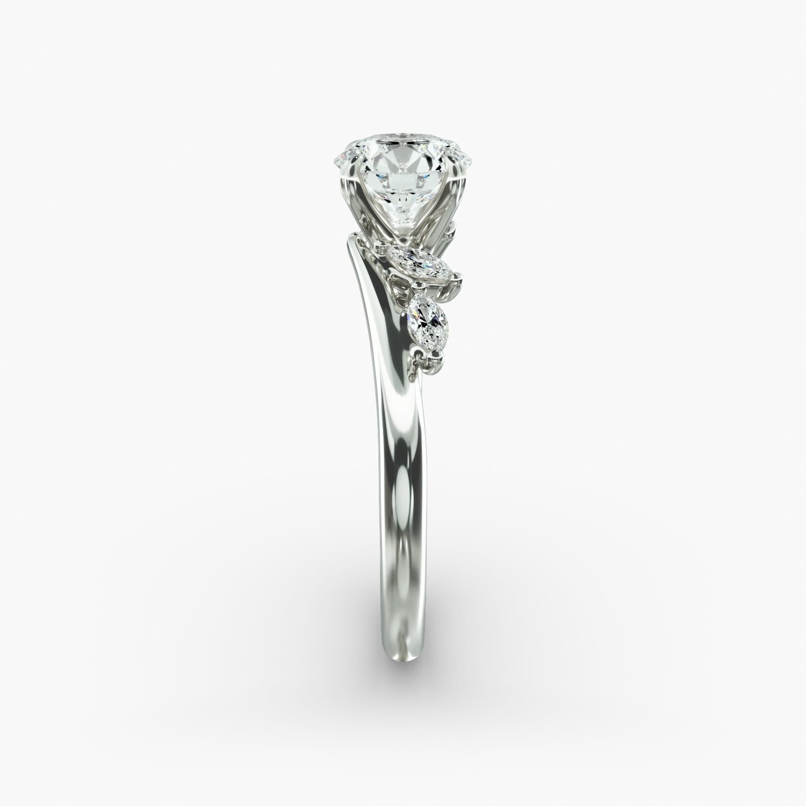 14K White Gold Bypass Marquise Array Diamond Engagement Ring (0.32 CTW - G-H / VS2-SI1)