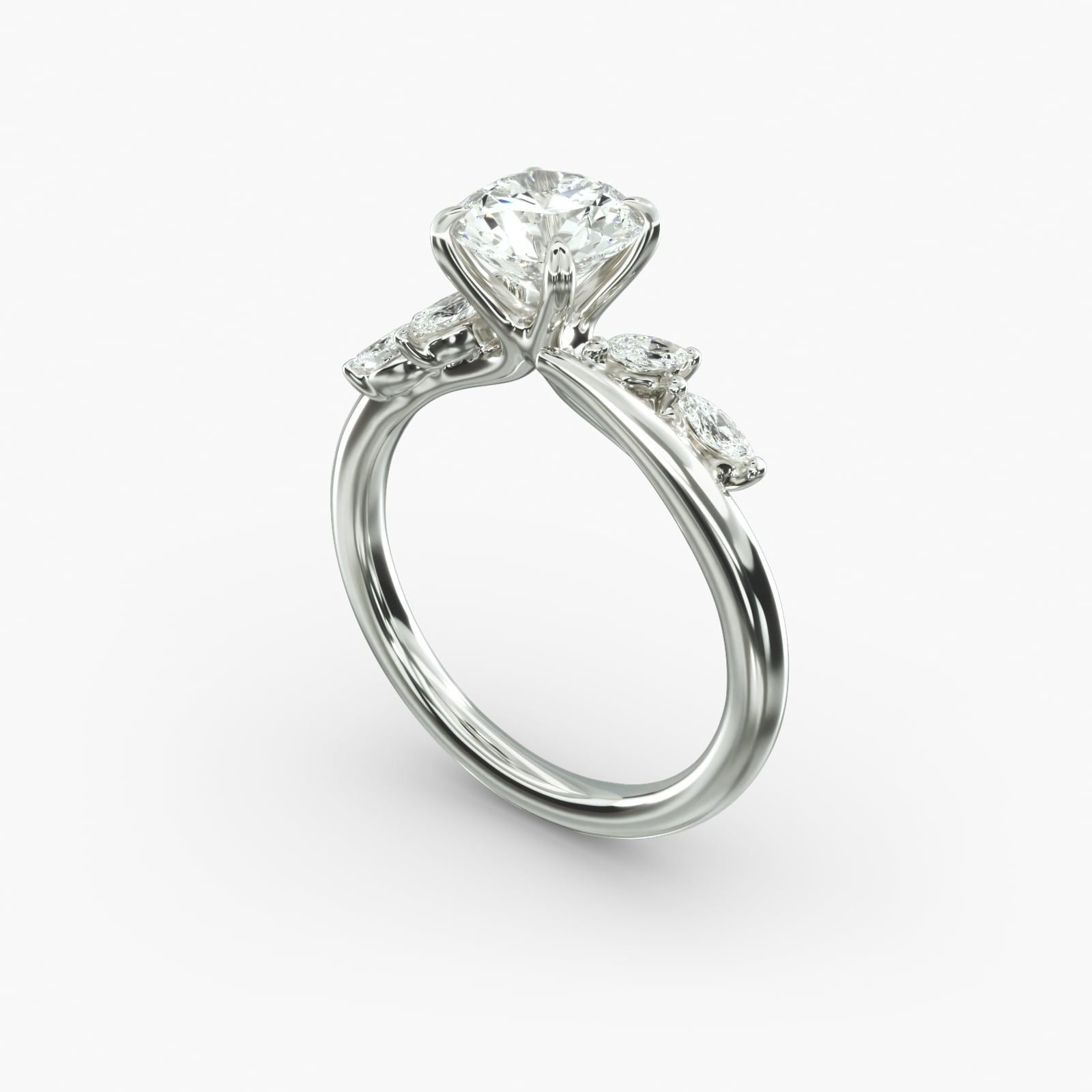 14K White Gold Bypass Marquise Array Diamond Engagement Ring (0.32 CTW - G-H / VS2-SI1)