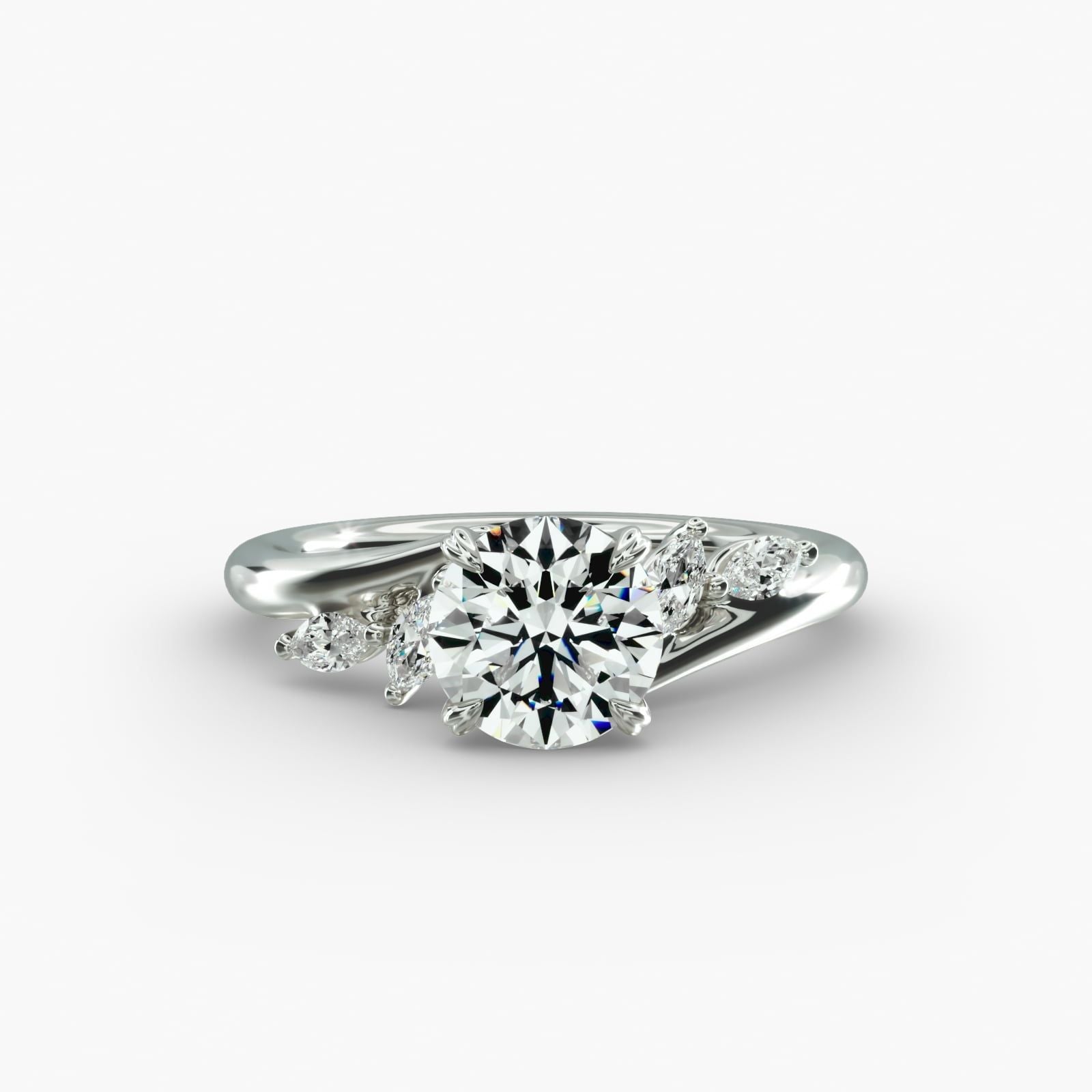 14K White Gold Bypass Marquise Array Diamond Engagement Ring (0.32 CTW - G-H / VS2-SI1)