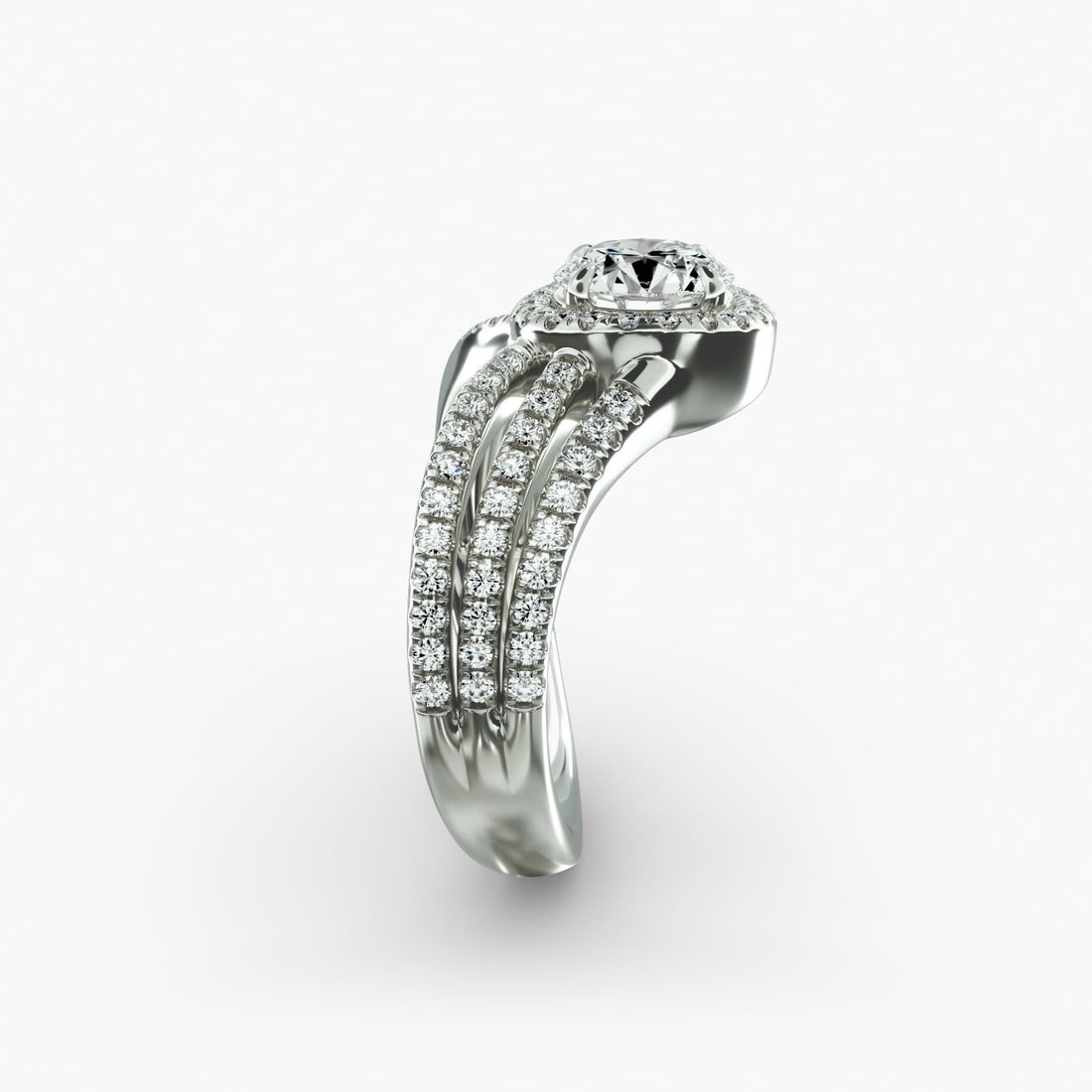 14K White Gold Cascade Diamond Engagement Ring (0.55CTW - G-H /VS2-SI1)