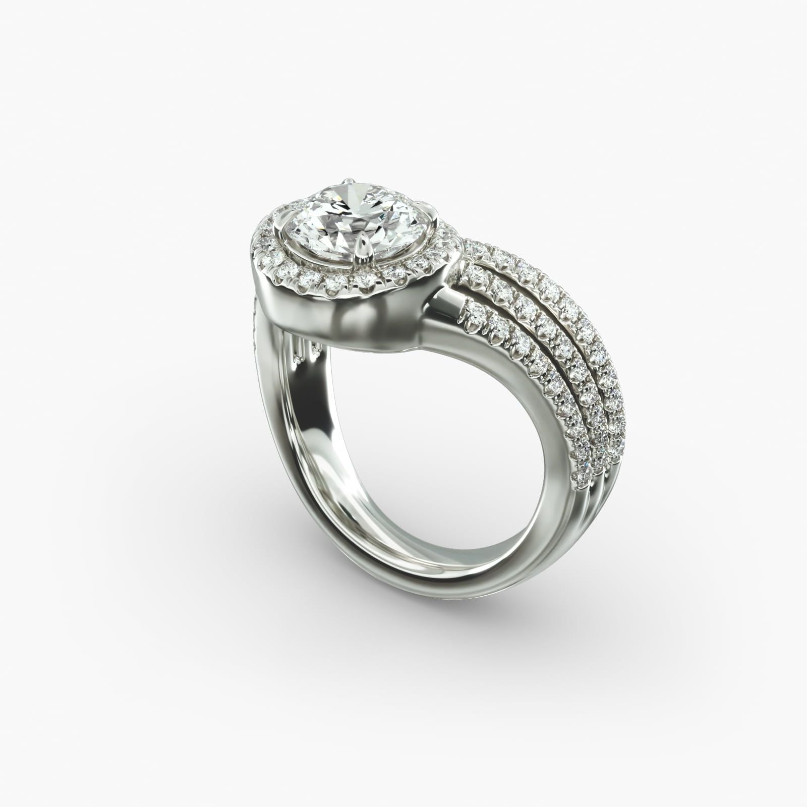 14K White Gold Cascade Diamond Engagement Ring (0.55CTW - G-H /VS2-SI1)