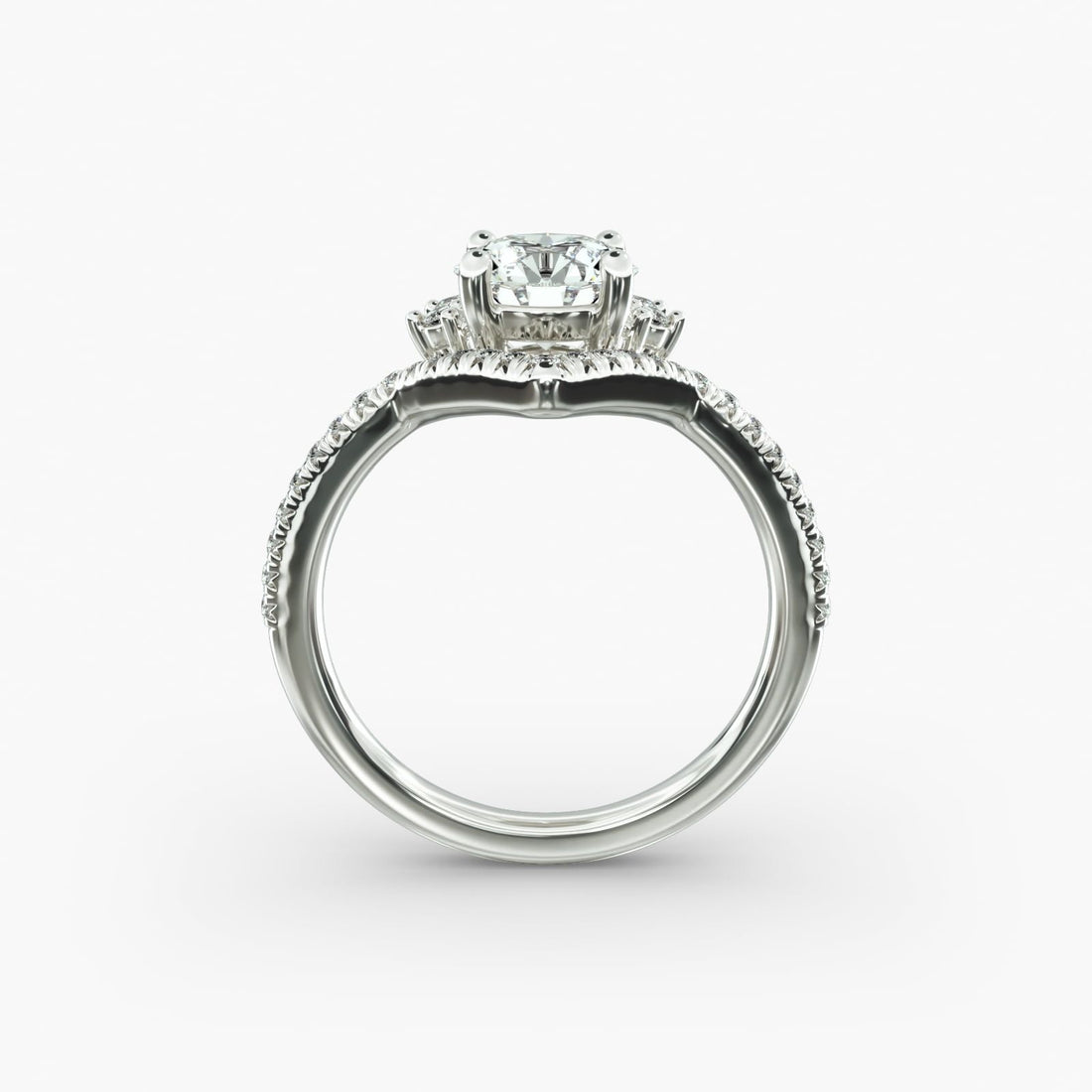 14K White Gold Sunburst Diamond Tiara Engagement Ring (0.06 CTW - G-H /VS2-SI1)