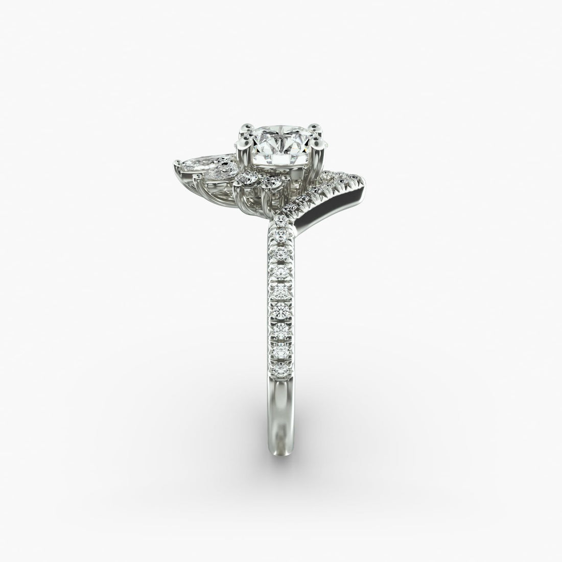 14K White Gold Sunburst Diamond Tiara Engagement Ring (0.06 CTW - G-H /VS2-SI1)