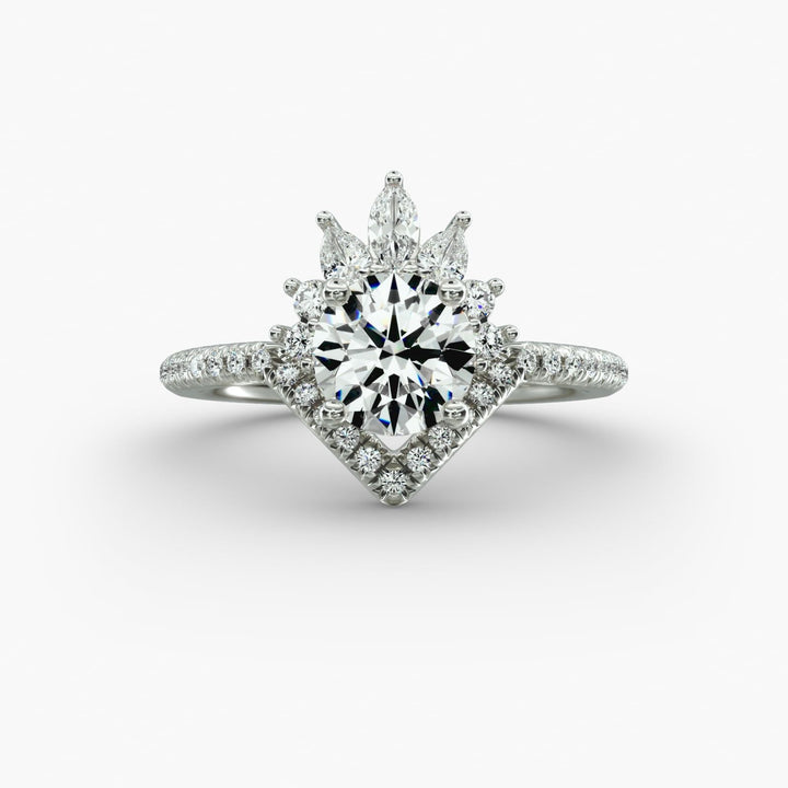 14K White Gold Sunburst Diamond Tiara Engagement Ring (0.06 CTW - G-H /VS2-SI1)
