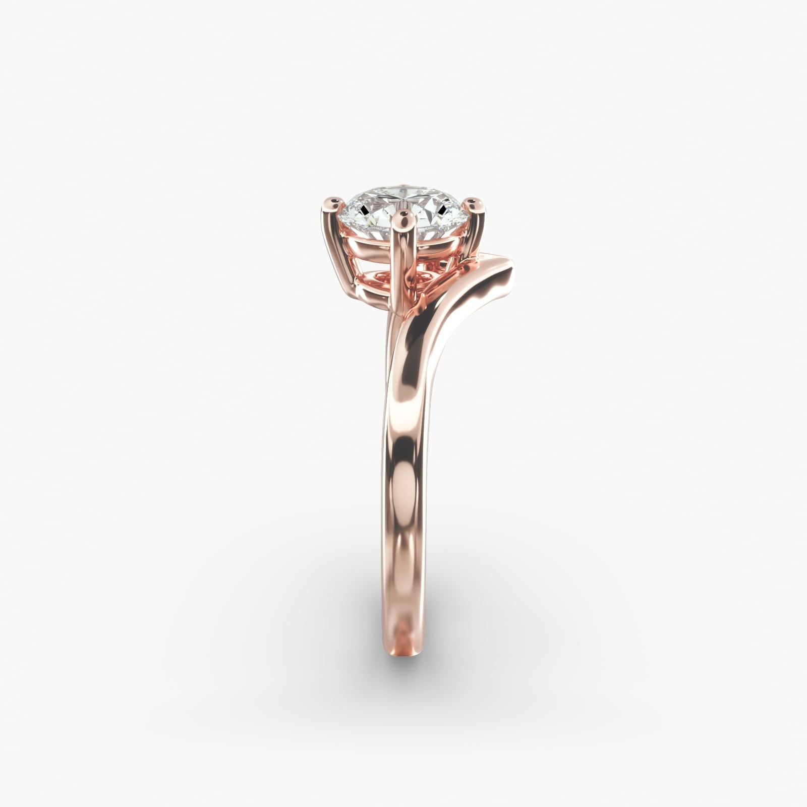 Chevron Solitaire Engagement Ring in 14k Rose Gold
