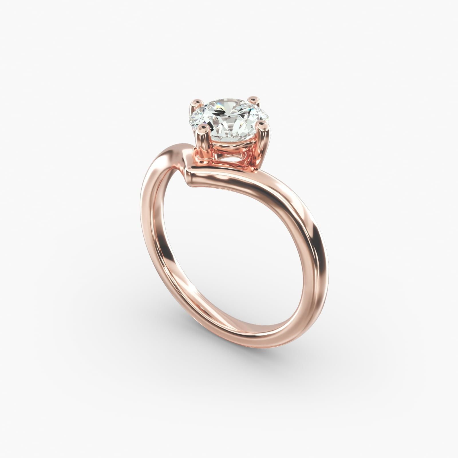 Chevron Solitaire Engagement Ring in 14k Rose Gold
