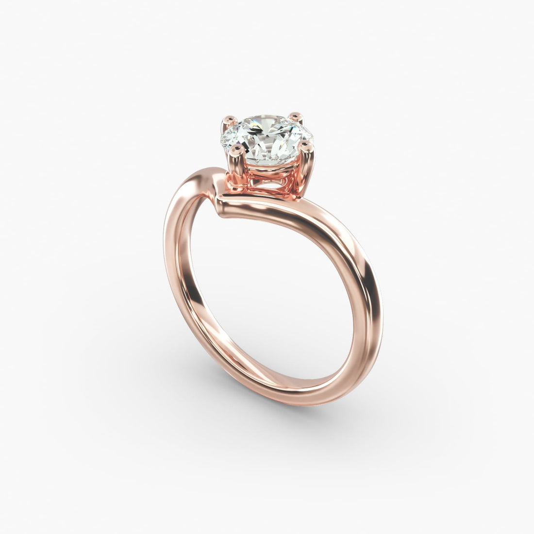 Chevron Solitaire Engagement Ring in 14k Rose Gold