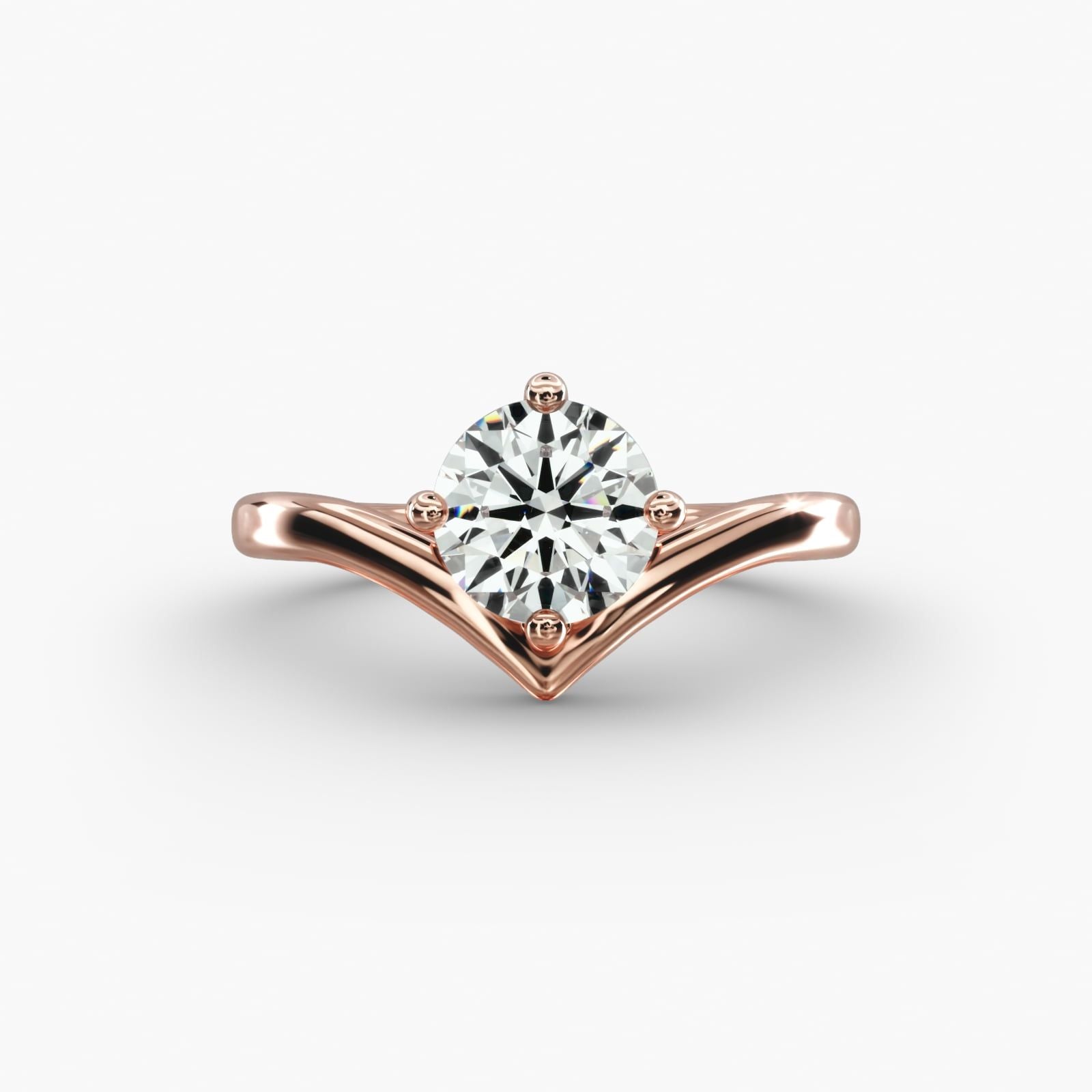 Chevron Solitaire Engagement Ring in 14k Rose Gold