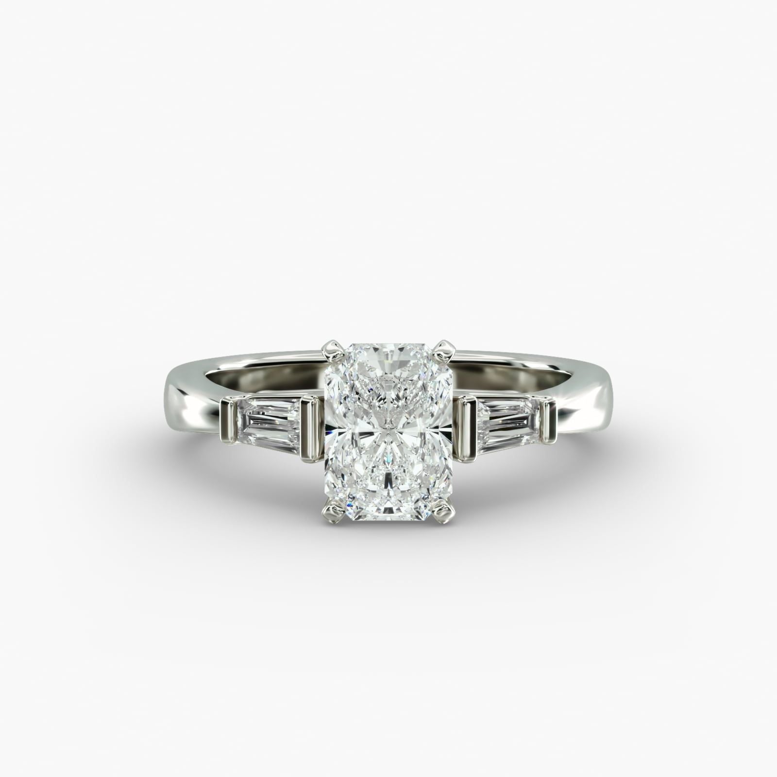 Tapered Baguette Diamond Engagement Ring in 14k White Gold