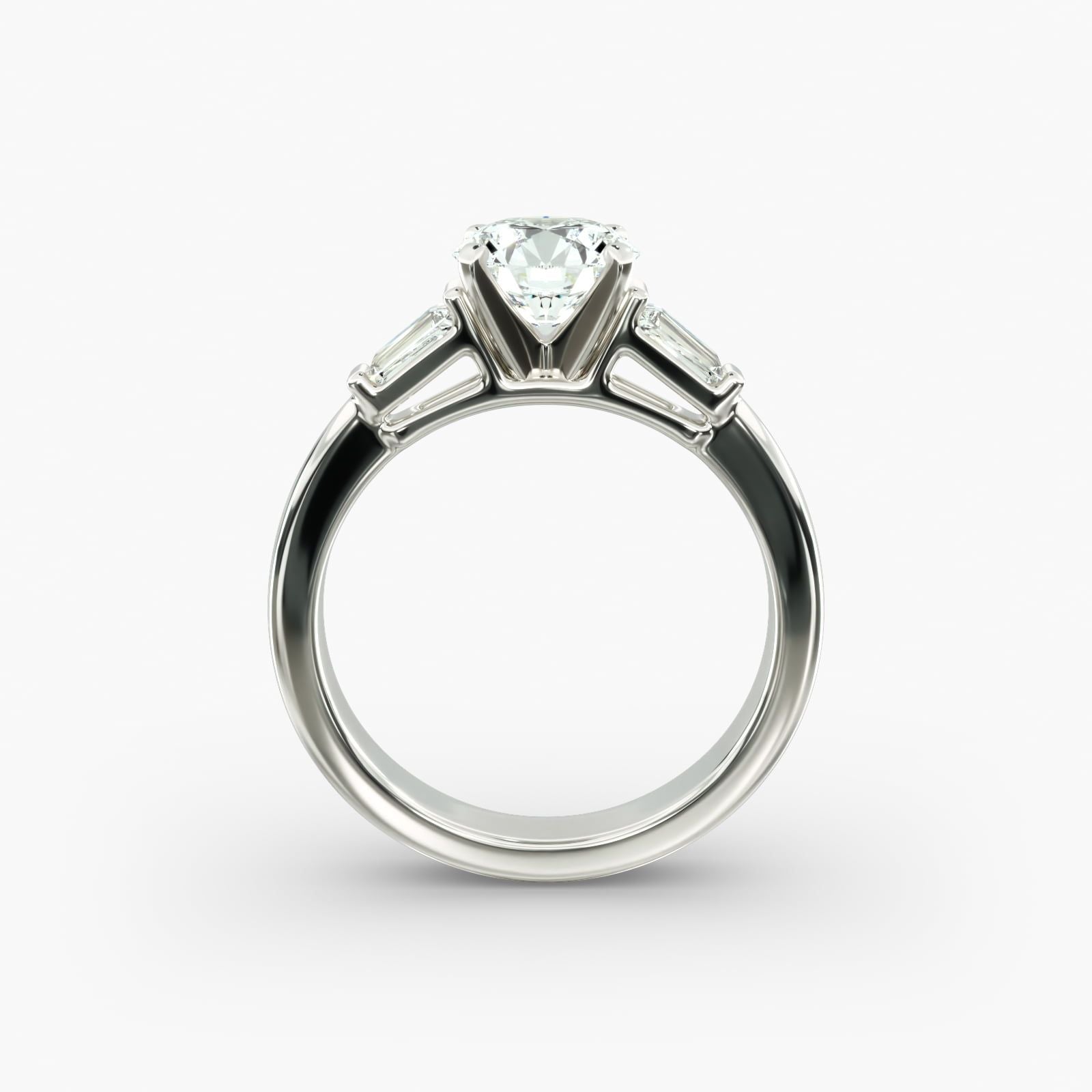 Tapered Baguette Diamond Engagement Ring in 14k White Gold