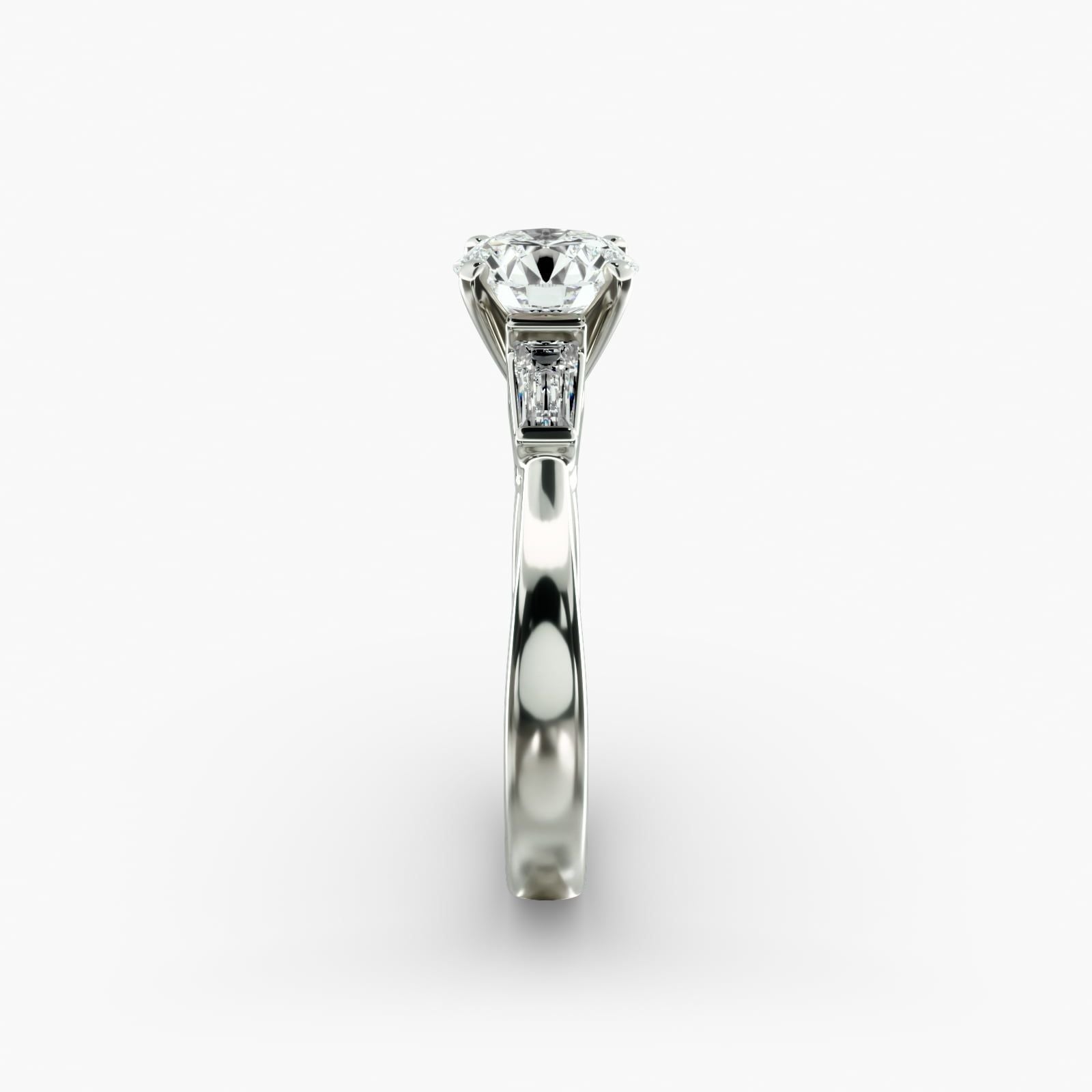 Tapered Baguette Diamond Engagement Ring in 14k White Gold