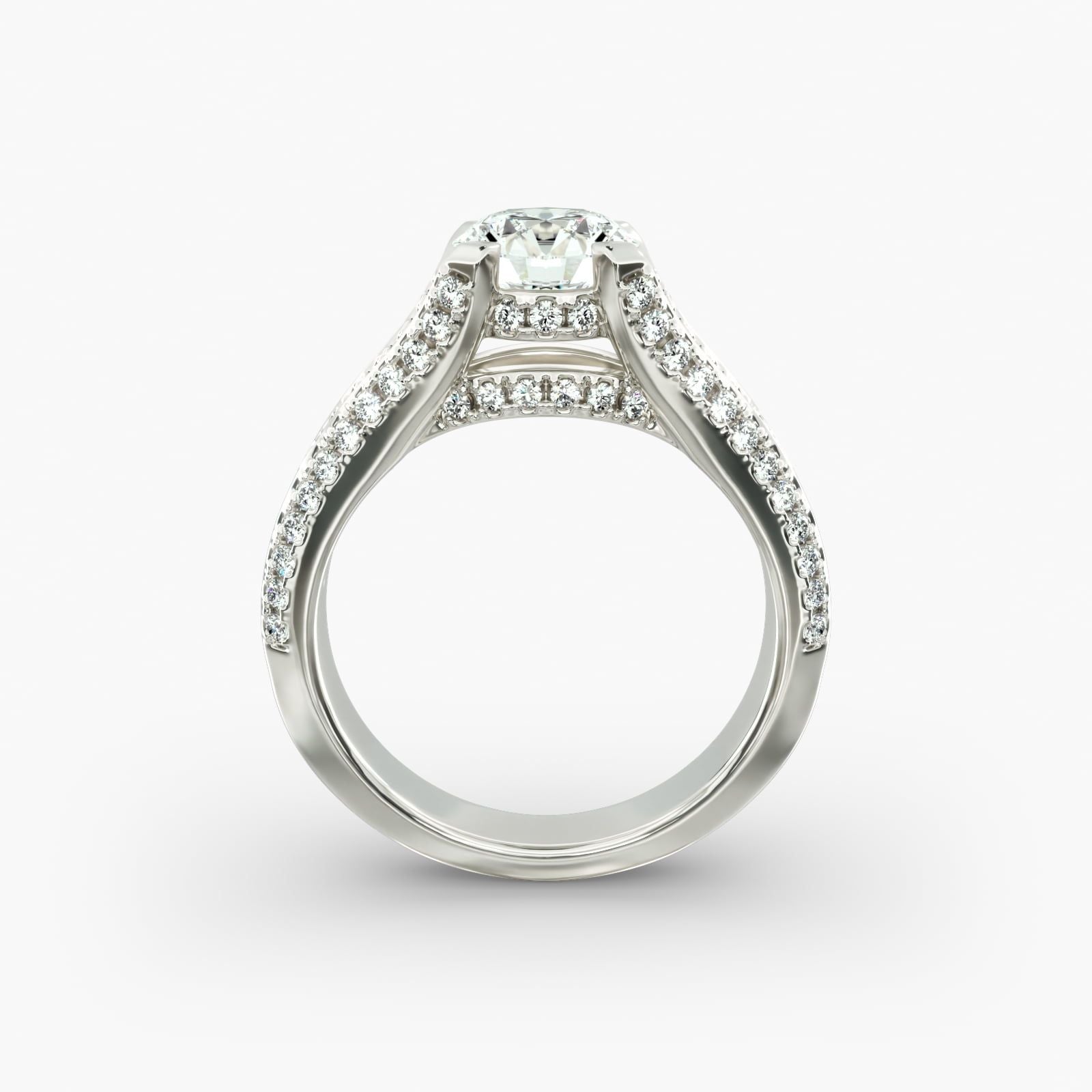 Split Shank Double Pavé Diamond Engagement Ring in 14k White Gold (3/4 ct. tw.)