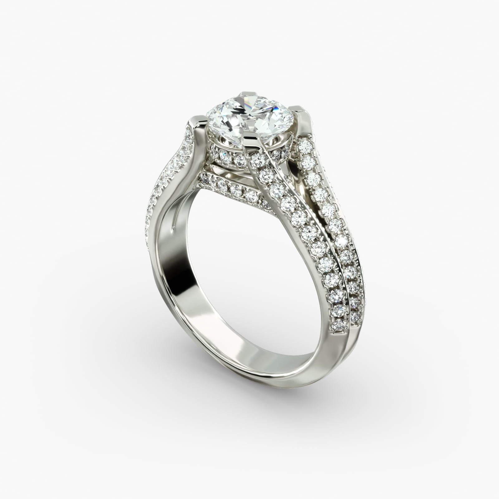 Split Shank Double Pavé Diamond Engagement Ring in 14k White Gold (3/4 ct. tw.)
