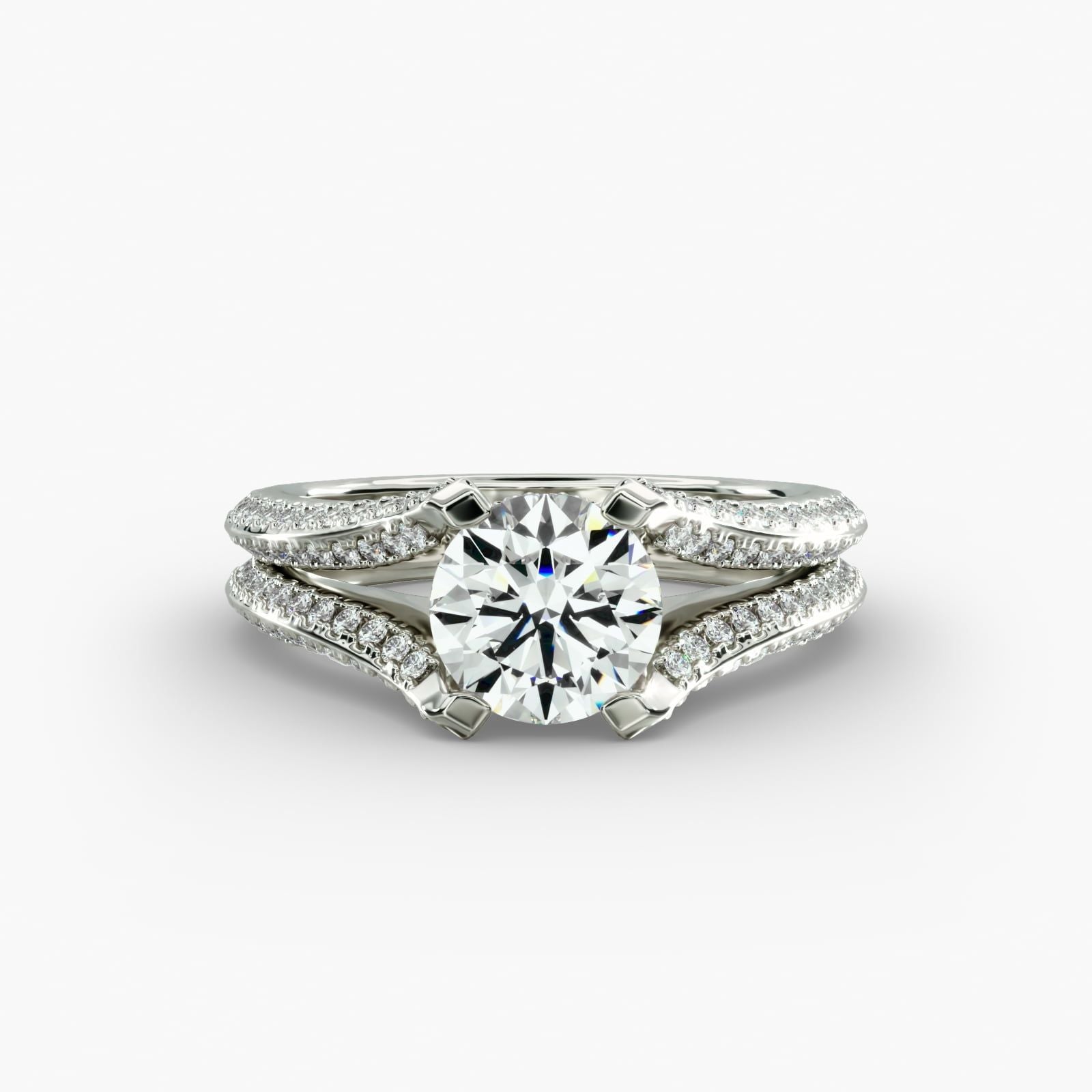 Split Shank Double Pavé Diamond Engagement Ring in 14k White Gold (3/4 ct. tw.)