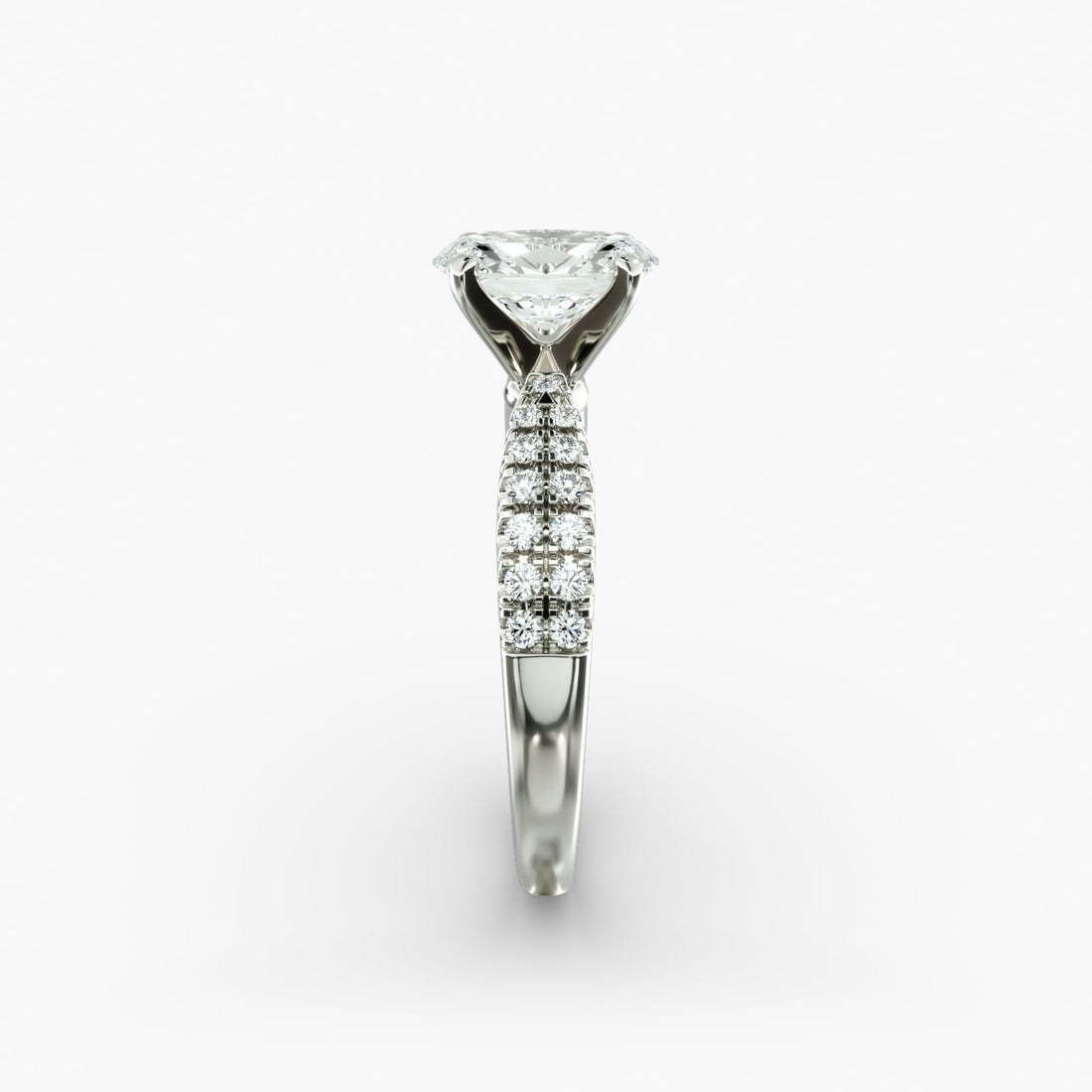 Double Row Tapered Pave Diamond Engagement Ring in 14k White Gold (1/4 ct. Tw.)