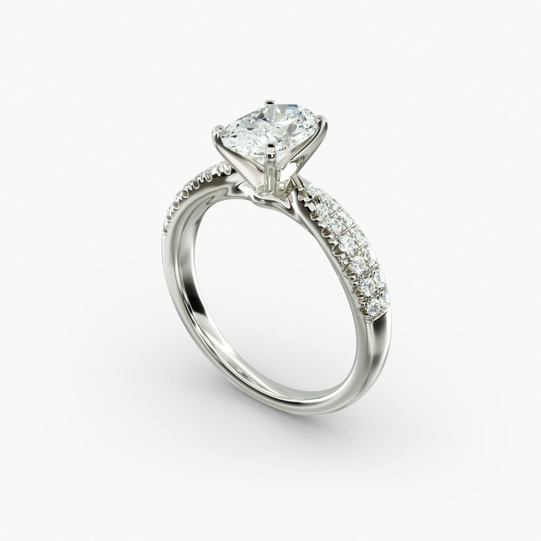 Double Row Tapered Pave Diamond Engagement Ring in 14k White Gold (1/4 ct. Tw.)