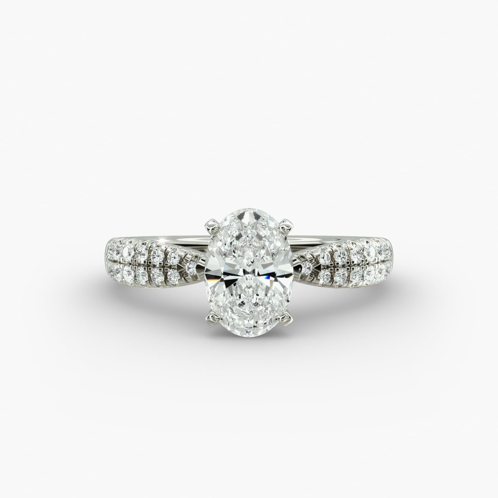Double Row Tapered Pave Diamond Engagement Ring in 14k White Gold (1/4 ct. Tw.)